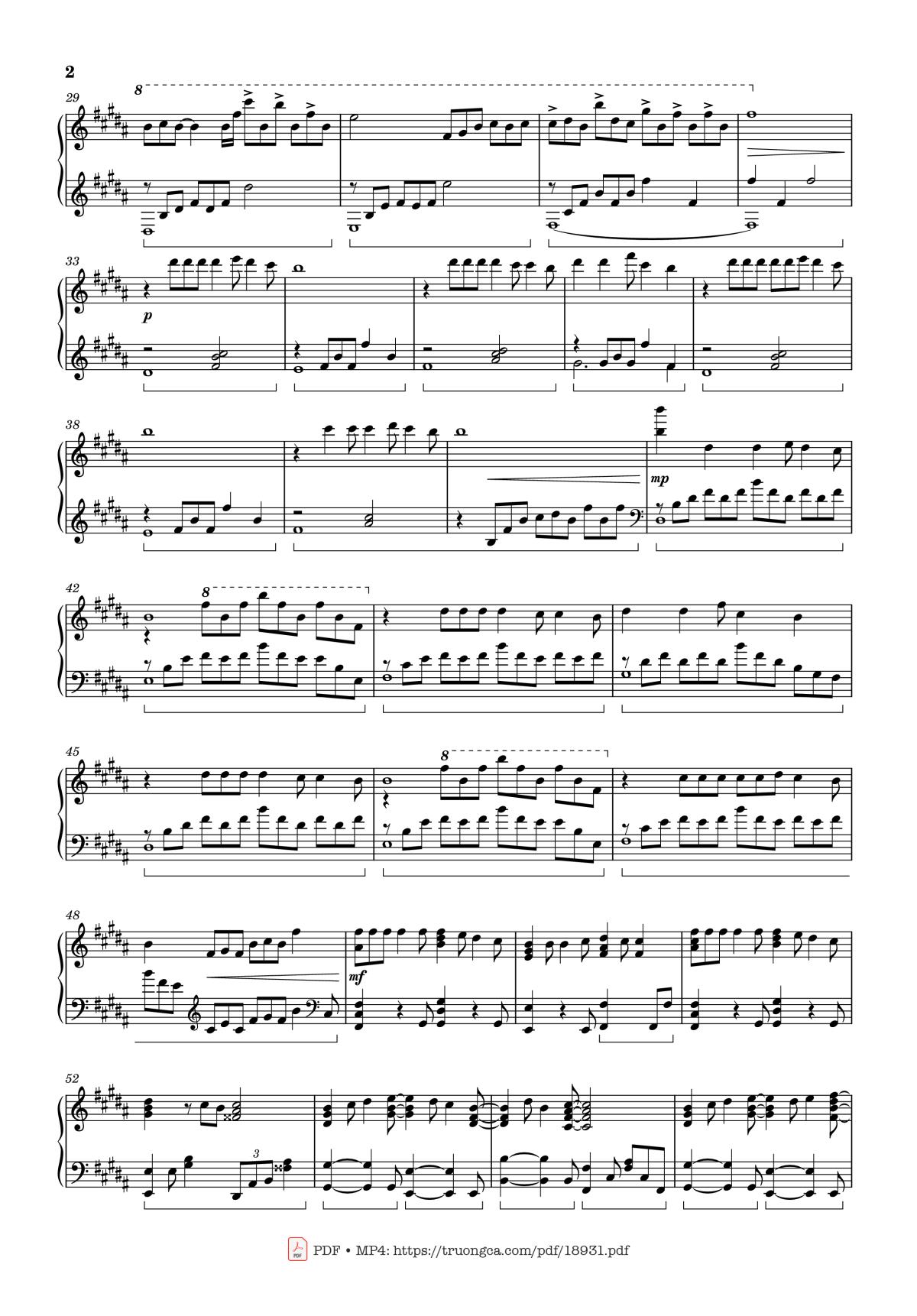 Page 2 of the piano sheet music PDF – Radwimps Sparkle Piano by Original Artist: RADWIMPS Arranged by Animenz