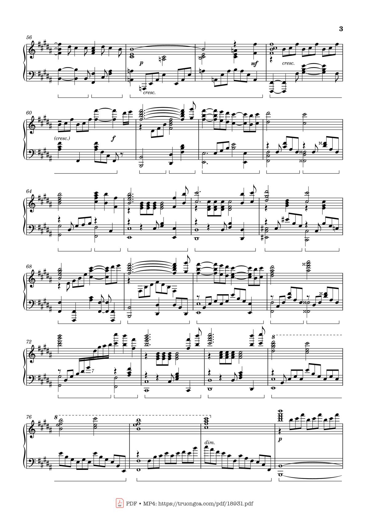 Page 3 of the piano sheet music PDF – Radwimps Sparkle Piano by Original Artist: RADWIMPS Arranged by Animenz