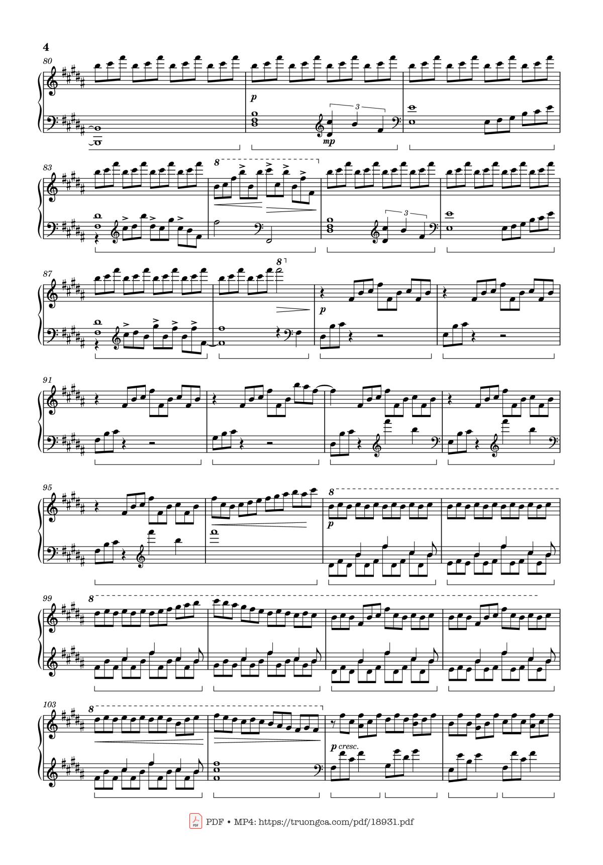 Page 4 of the piano sheet music PDF – Radwimps Sparkle Piano by Original Artist: RADWIMPS Arranged by Animenz