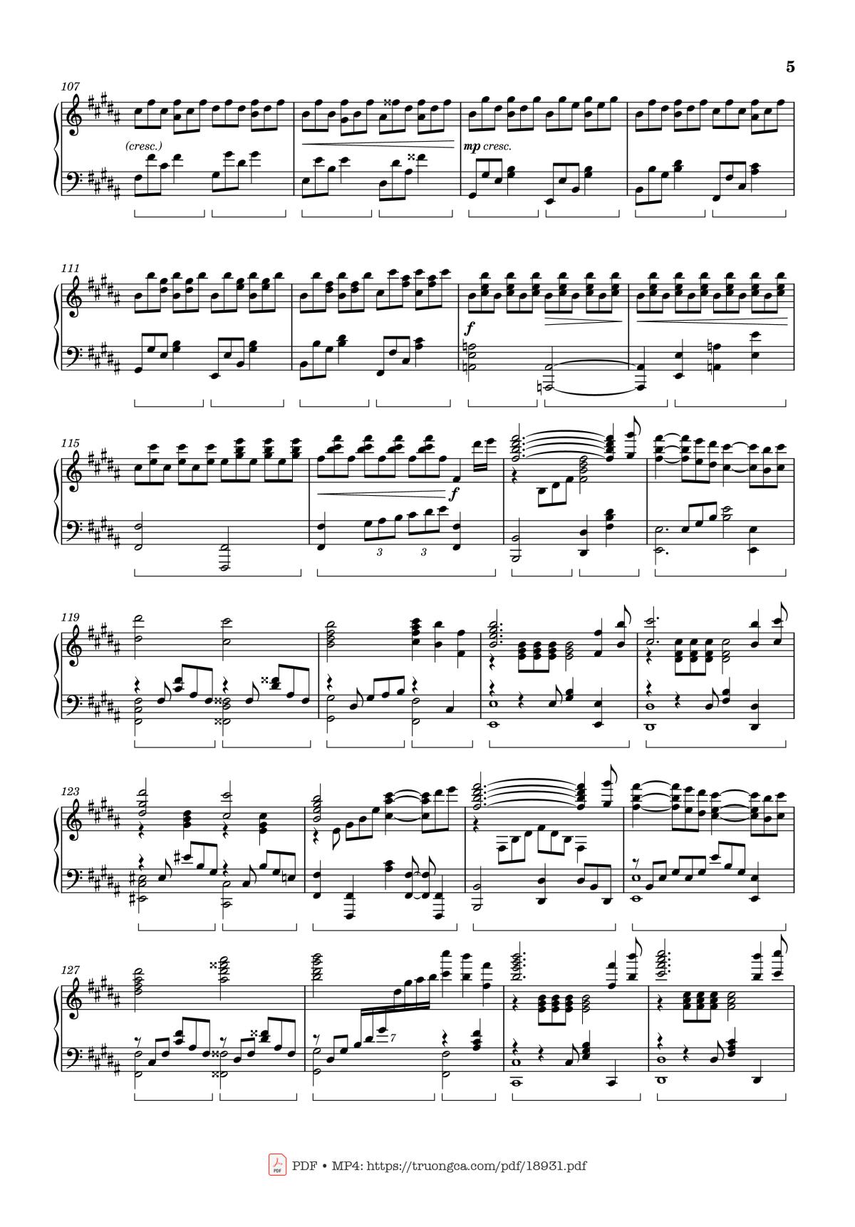 Page 5 of the piano sheet music PDF – Radwimps Sparkle Piano by Original Artist: RADWIMPS Arranged by Animenz