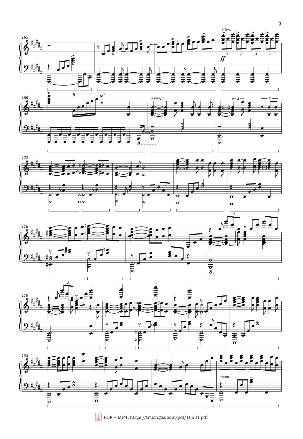 Page 7 of the piano sheet music PDF – Radwimps Sparkle Piano by Original Artist: RADWIMPS Arranged by Animenz