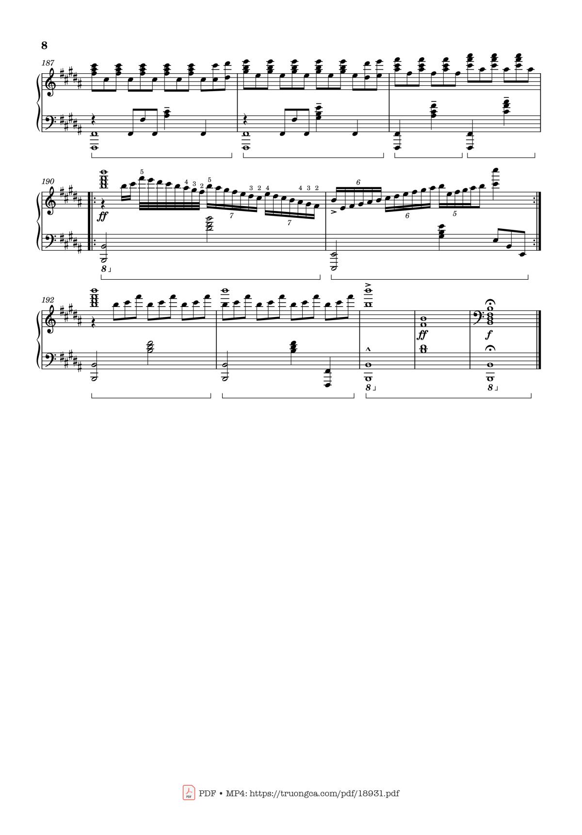Page 8 of the piano sheet music PDF – Radwimps Sparkle Piano by Original Artist: RADWIMPS Arranged by Animenz