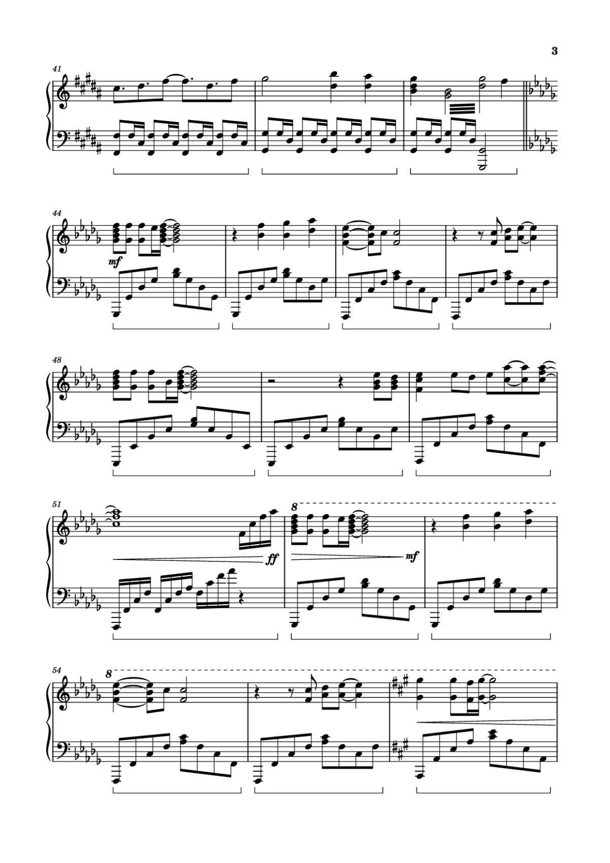 Page 3 of the piano sheet music PDF – Tori no Uta Sheet Piano by Haydenwong825