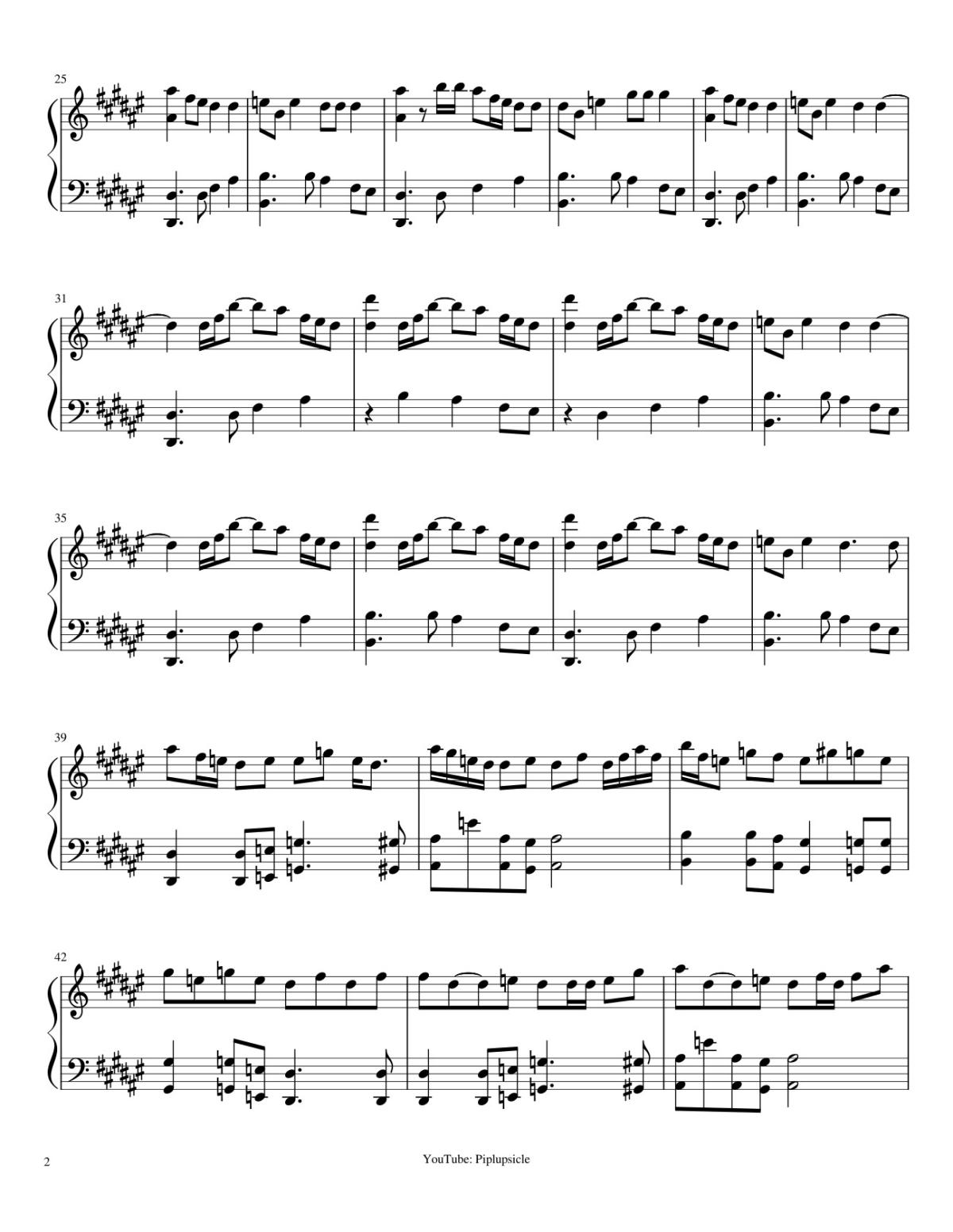 Page 2 of the piano sheet music PDF – How You Like That Sheet Piano by Piplupsicle