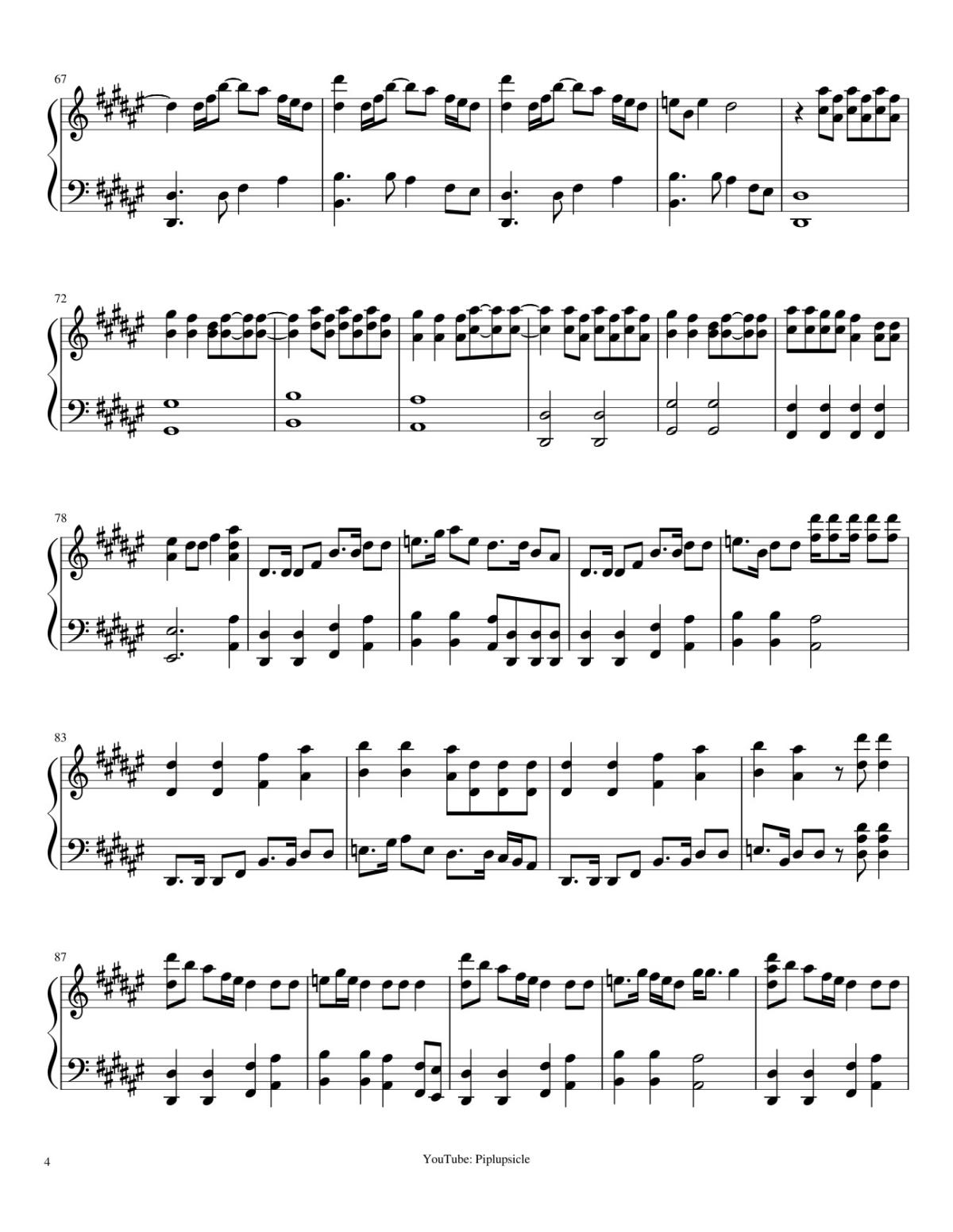 Page 4 of the piano sheet music PDF – How You Like That Sheet Piano by Piplupsicle