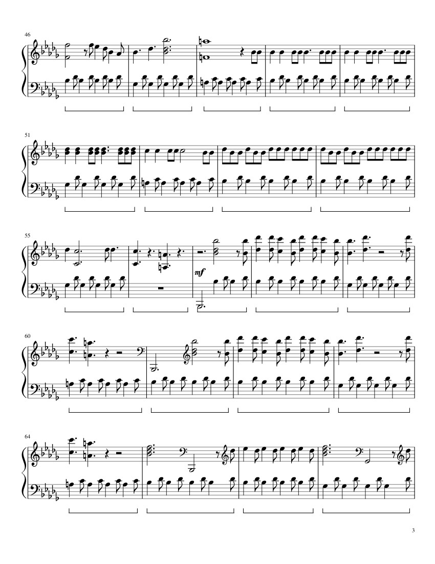 Page 3 of the piano sheet music PDF – Believer - Imagine Dragons Sheet Piano by Joshua Hall