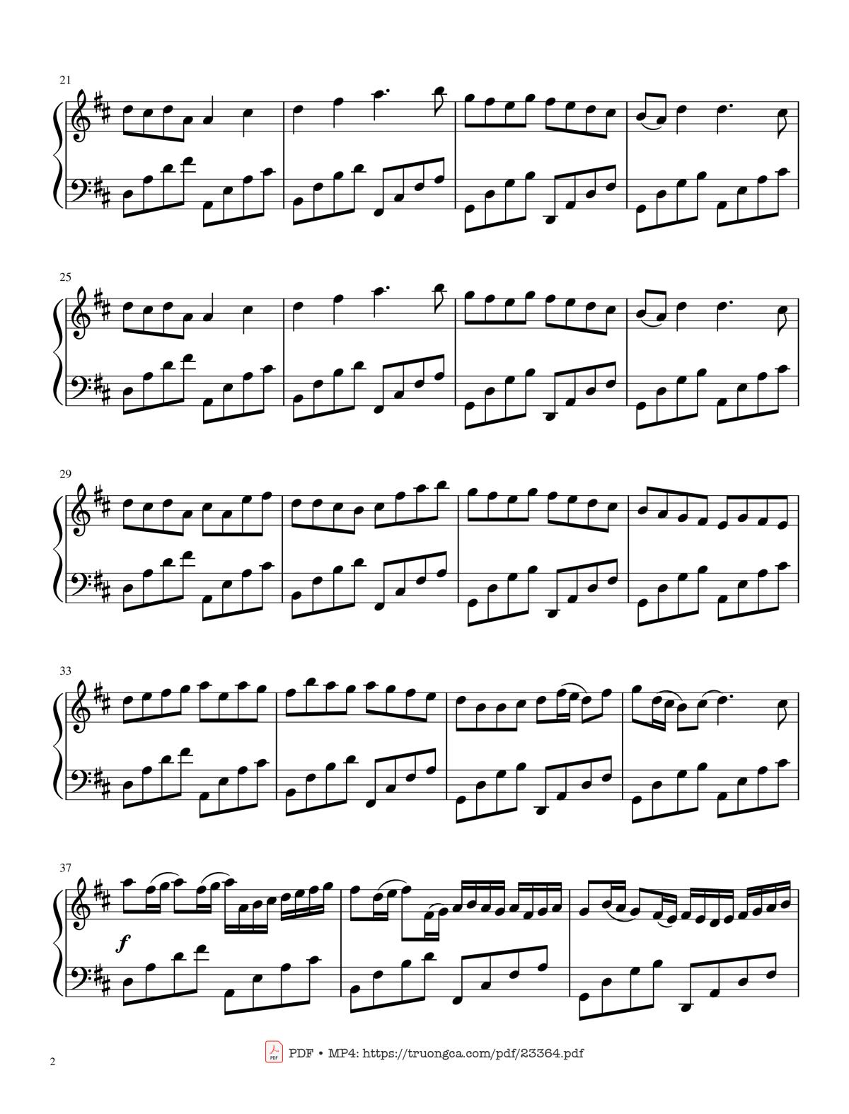 Page 2 of the piano sheet music PDF – Canon in D Sheet Piano by Lemontart