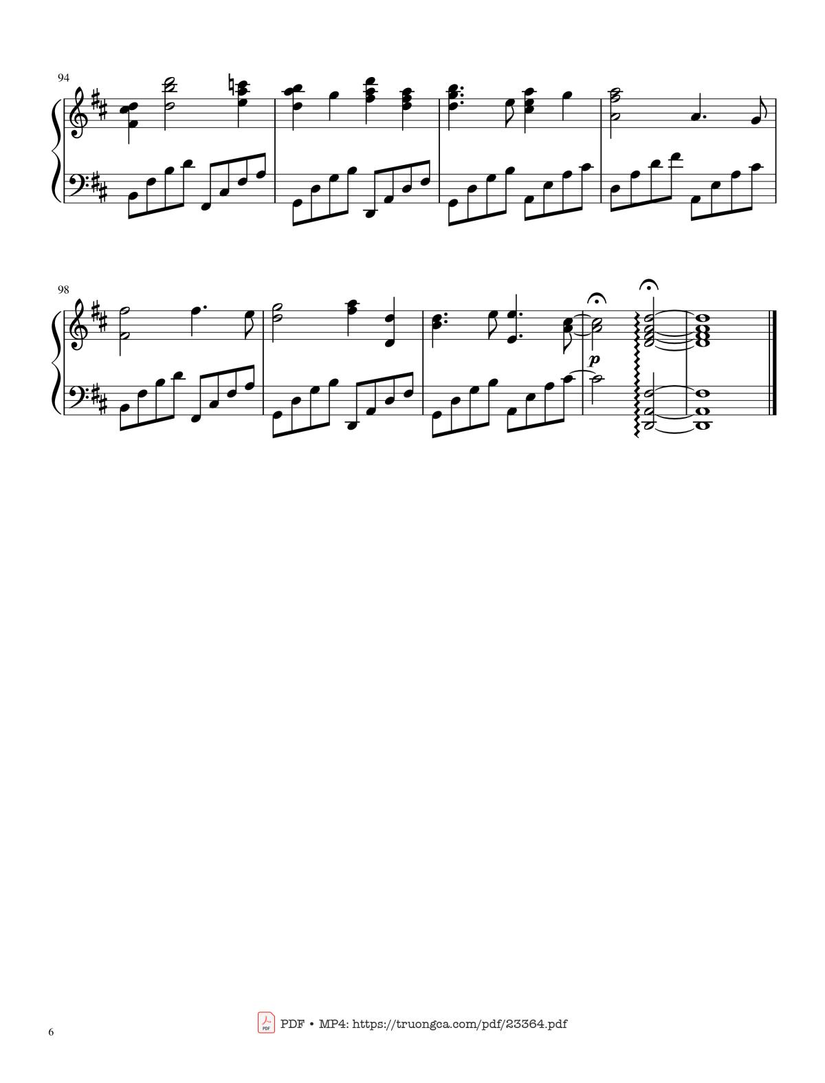 Page 6 of the piano sheet music PDF – Canon in D Sheet Piano by Lemontart