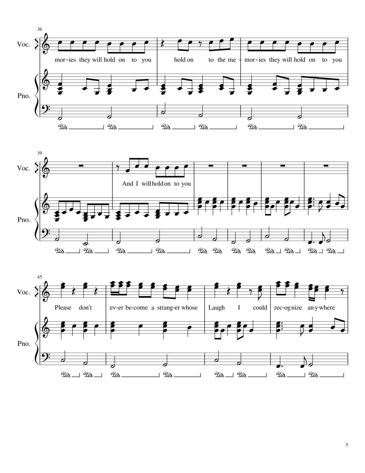 Page 5 of the piano sheet music PDF – New Year