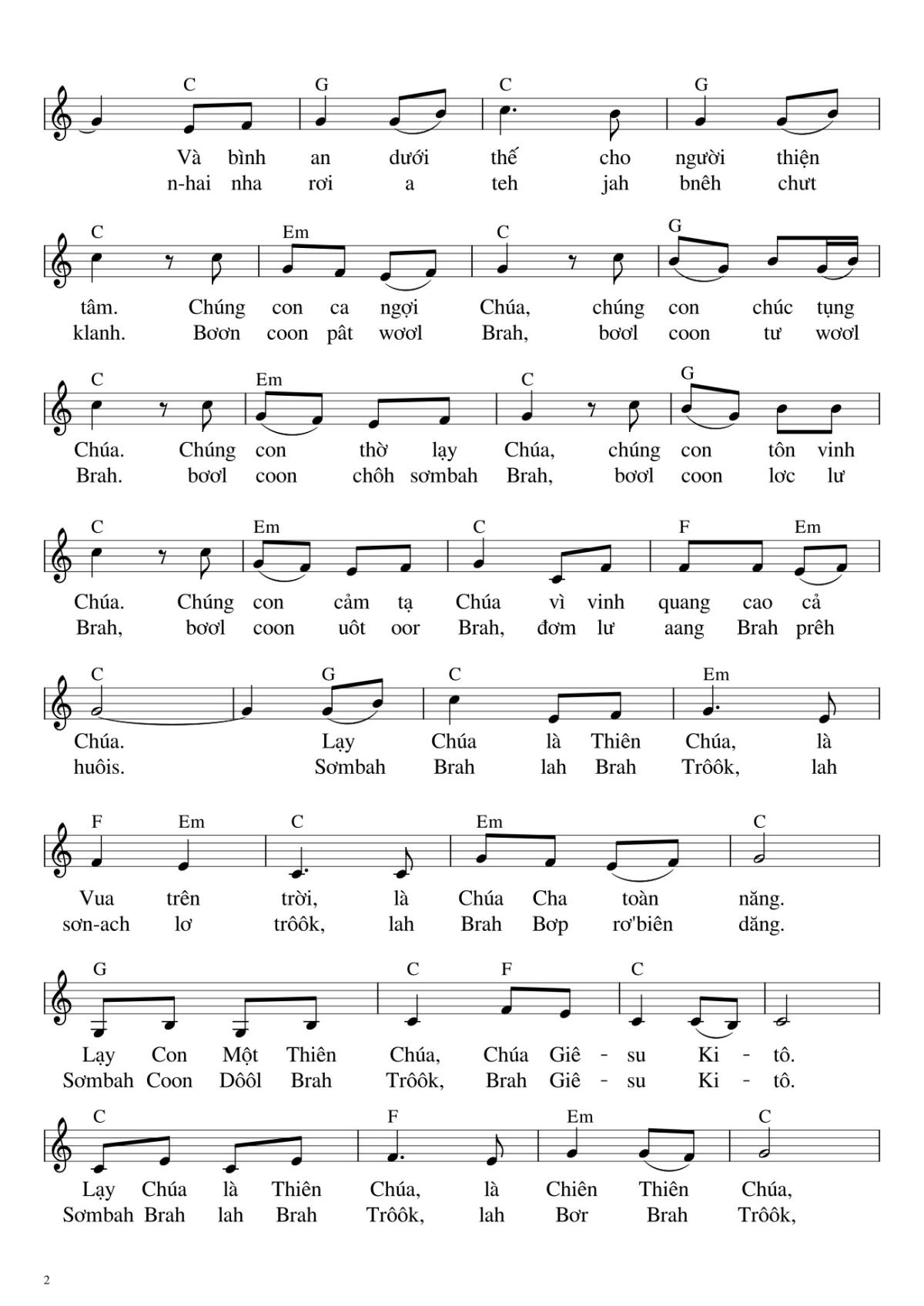 Page 2 of the piano sheet music PDF – Bộ Lễ Tây Nguyên by Hải Nguyễn