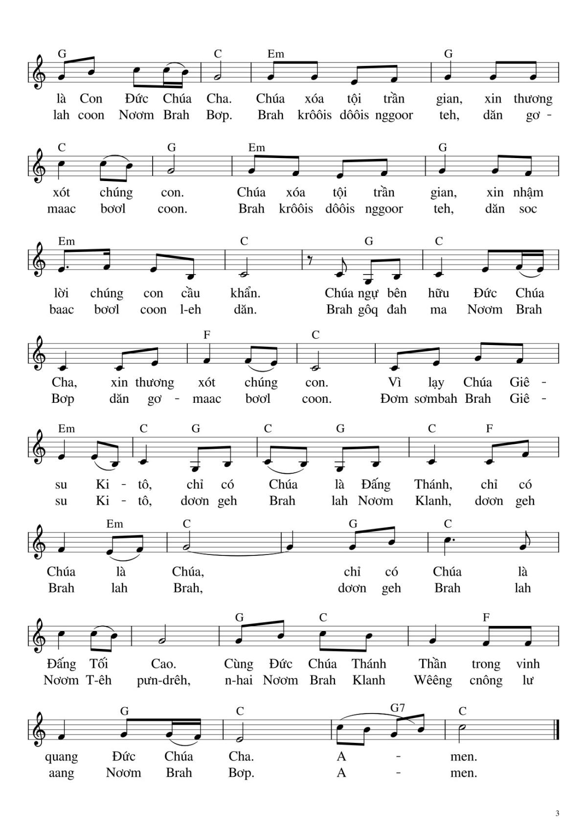 Page 3 of the piano sheet music PDF – Bộ Lễ Tây Nguyên by Hải Nguyễn