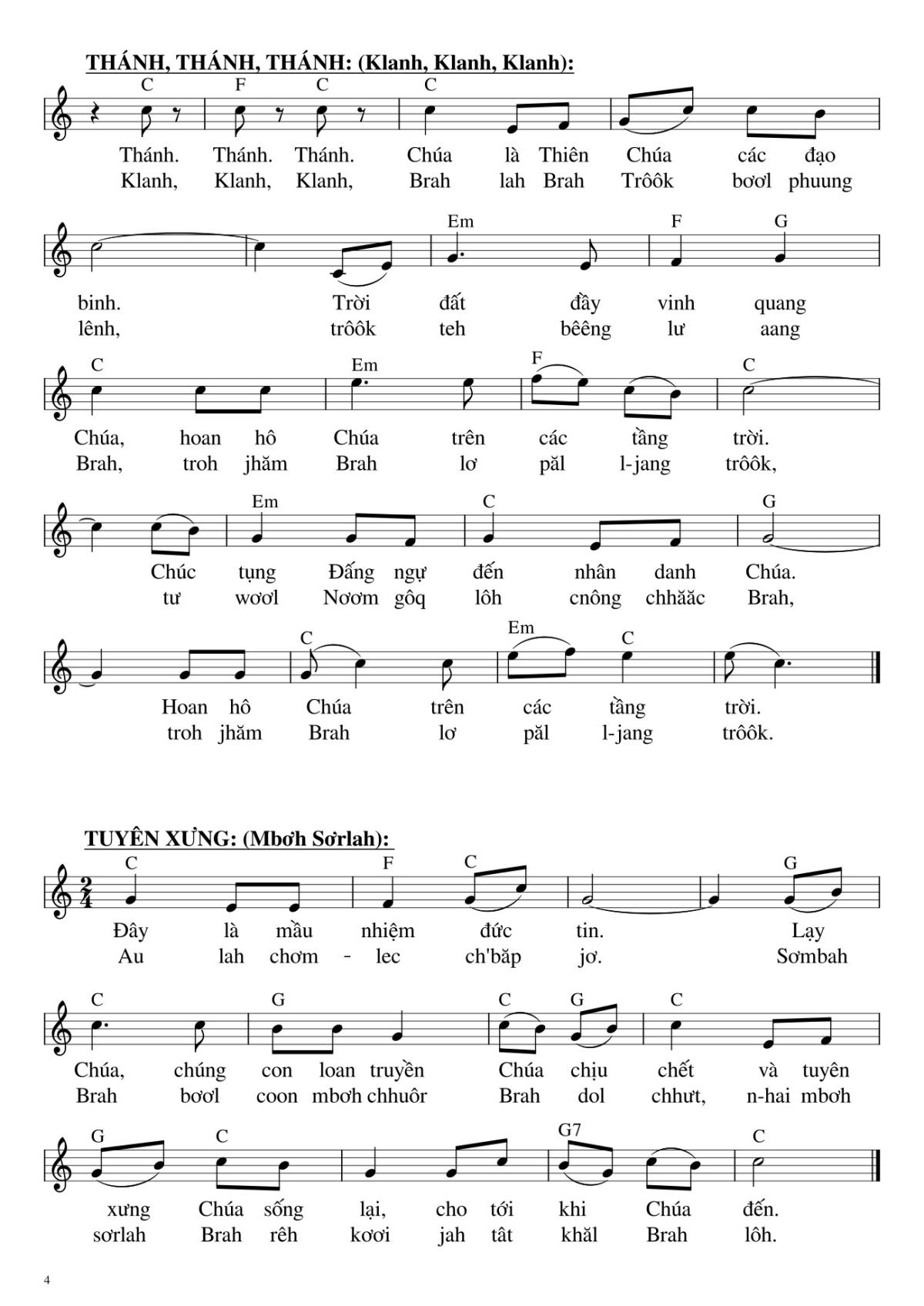 Page 4 of the piano sheet music PDF – Bộ Lễ Tây Nguyên by Hải Nguyễn