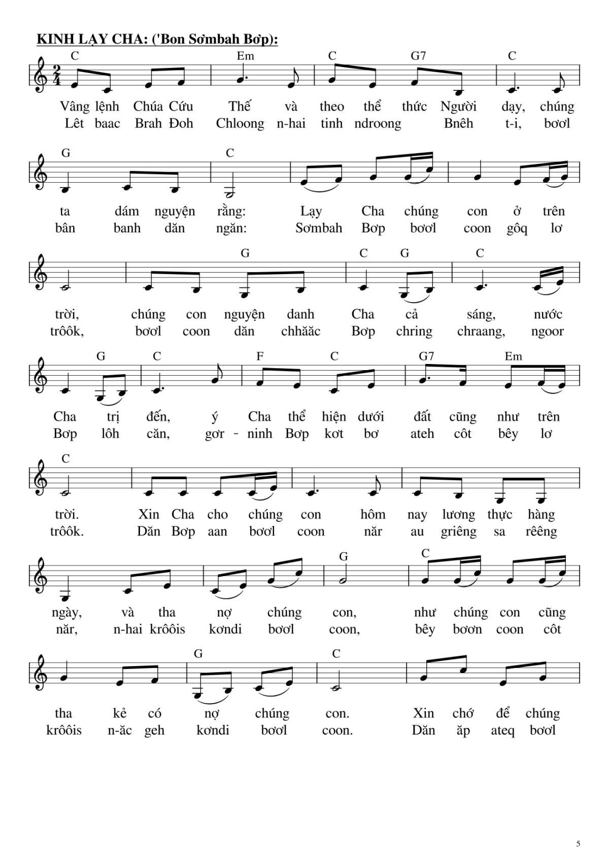 Page 5 of the piano sheet music PDF – Bộ Lễ Tây Nguyên by Hải Nguyễn