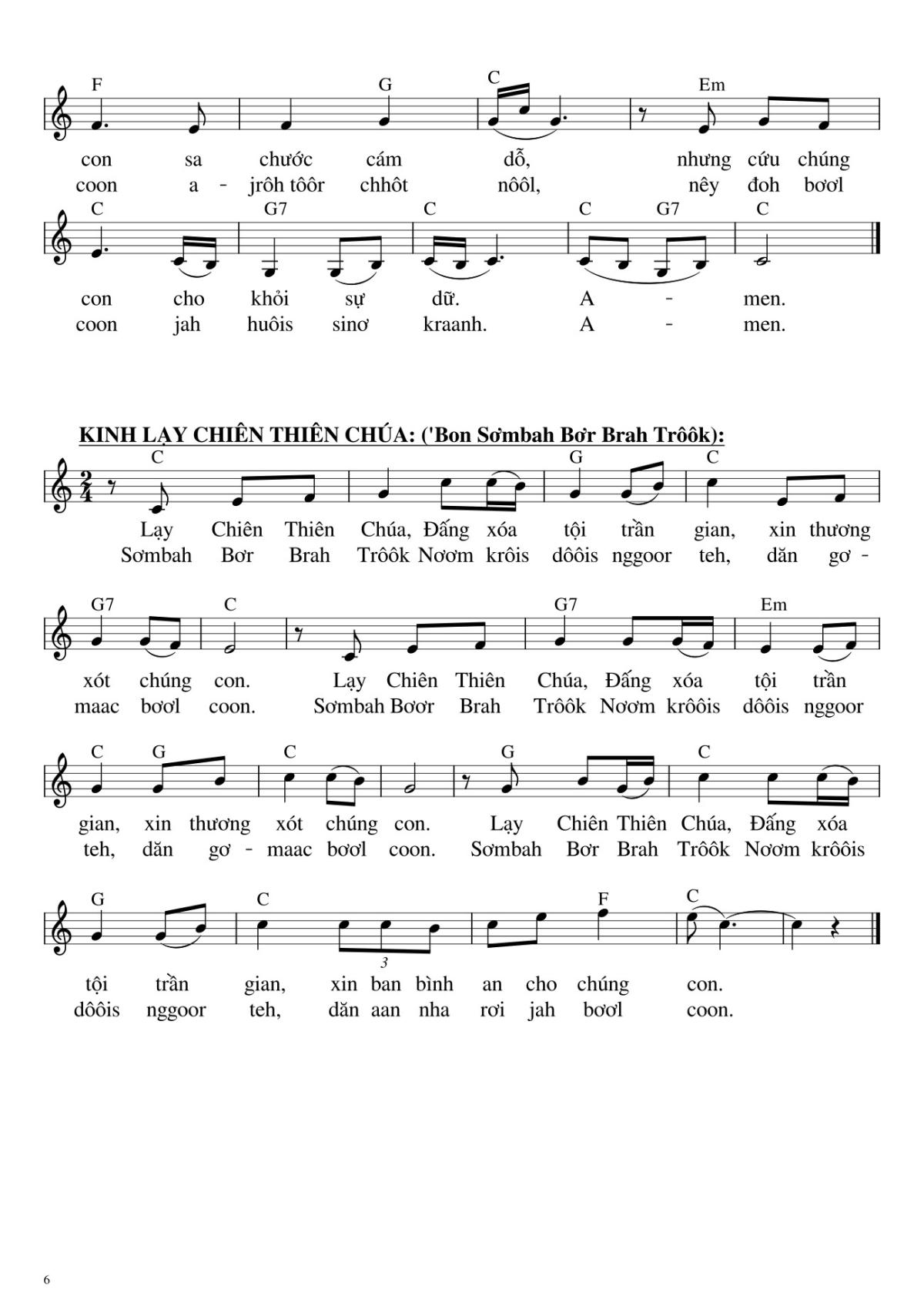Page 6 of the piano sheet music PDF – Bộ Lễ Tây Nguyên by Hải Nguyễn