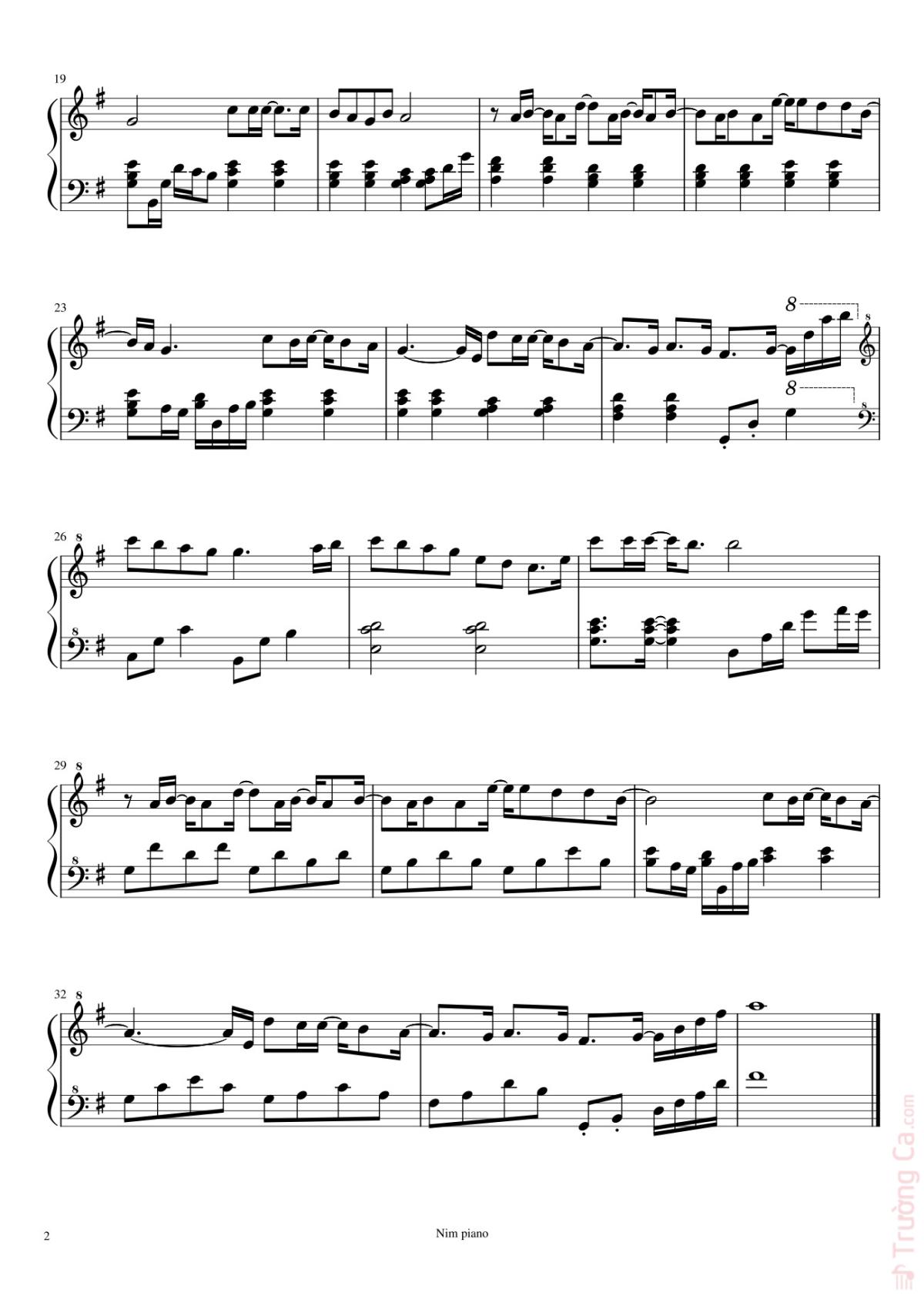 Page 2 of the piano sheet music PDF – Hơn Cả Yêu Sheet Piano by Strawberryanime