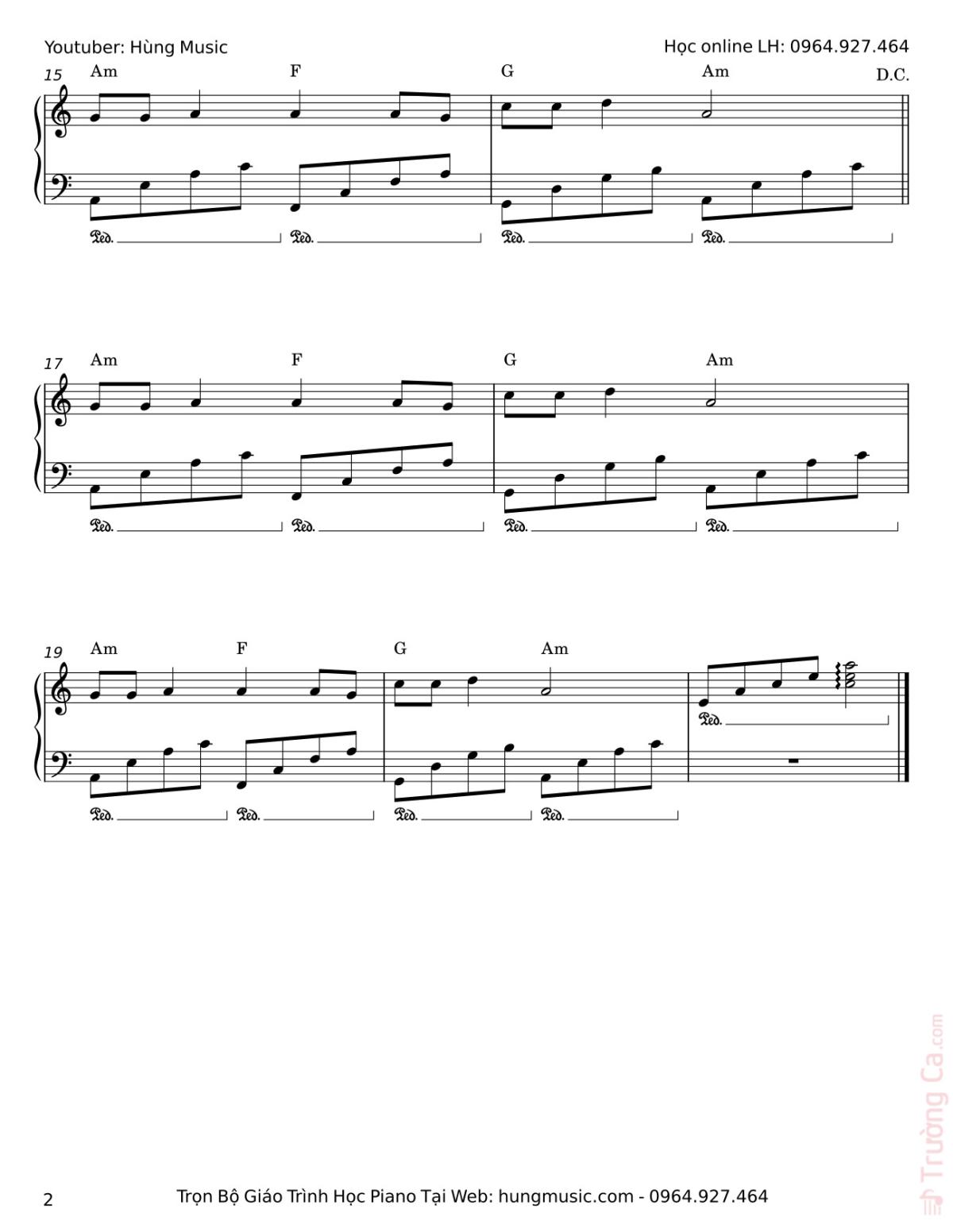 Page 2 of the piano sheet music PDF Piano – Khúc Hát Mừng Sinh Nhật Sheet Piano by Phan Đình Tùng