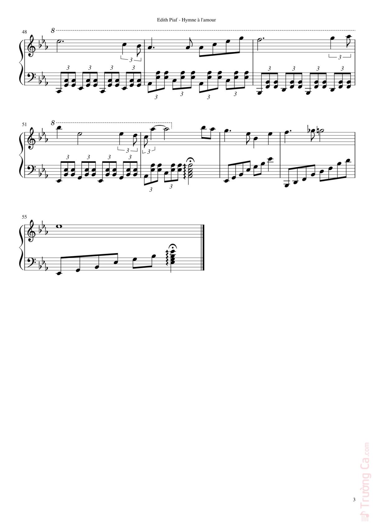 Page 3 of the piano sheet music PDF – Hymne à l