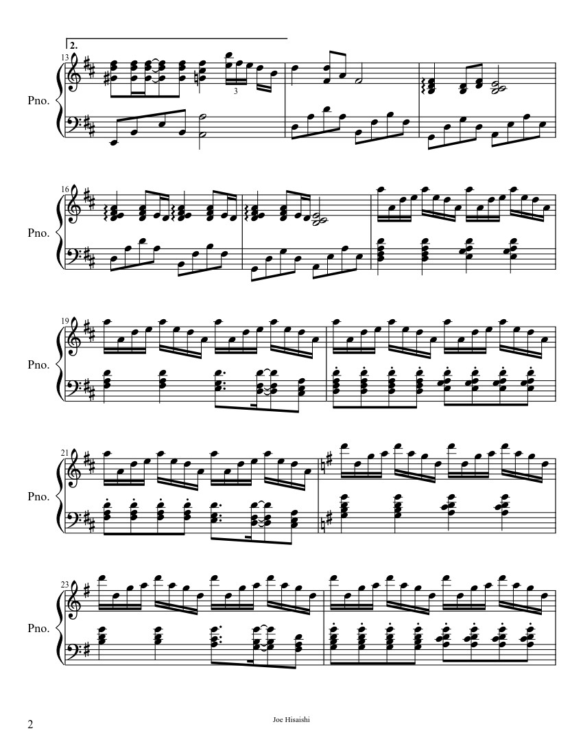 Page 2 of the piano sheet music PDF – Summer (Joe Hisaishi) Sheet Piano by Joe Hisaishi