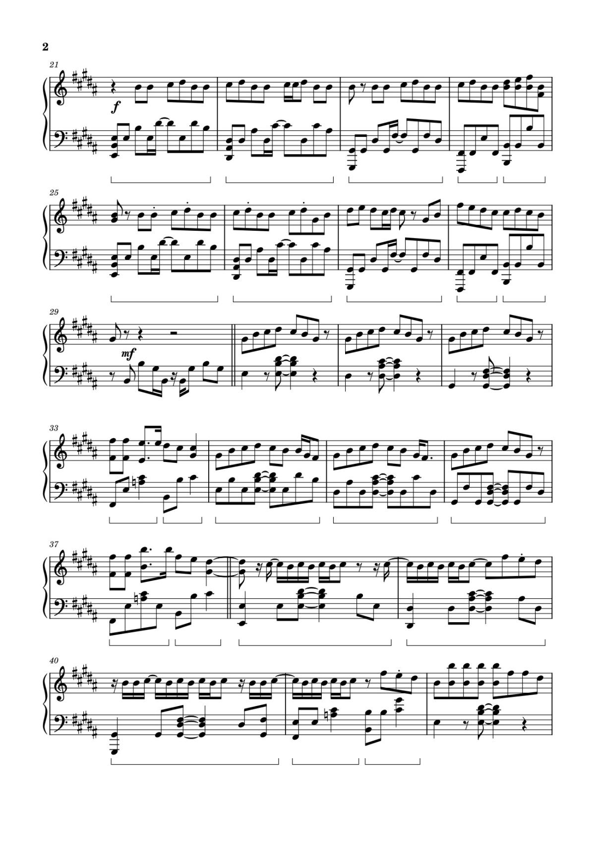 Page 2 of the piano sheet music PDF – Seven - BTS Jungkook ft. Latto Sheet Piano by Jung Kook