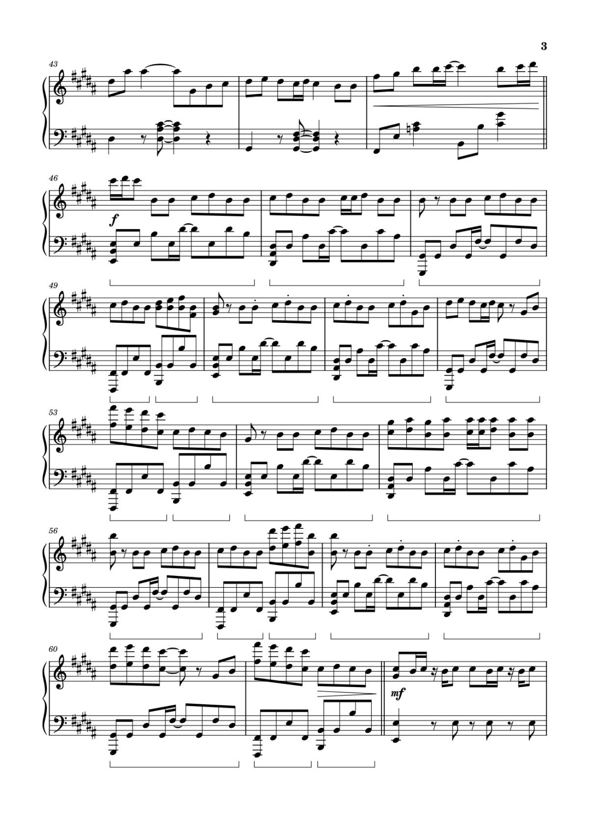 Page 3 of the piano sheet music PDF – Seven - BTS Jungkook ft. Latto Sheet Piano by Jung Kook