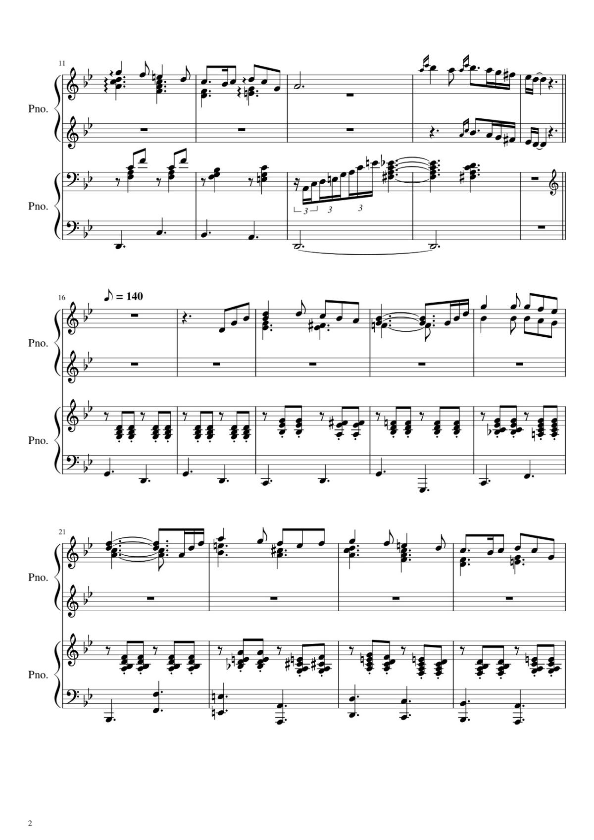 Page 2 of the piano sheet music PDF – Howl