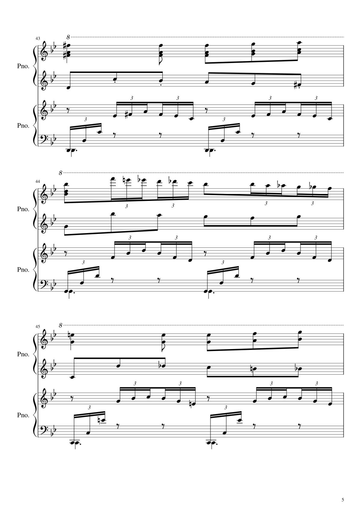 Page 5 of the piano sheet music PDF – Howl
