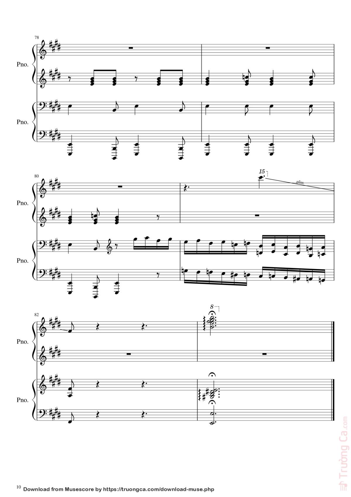 Page 10 of the piano sheet music PDF – Howl