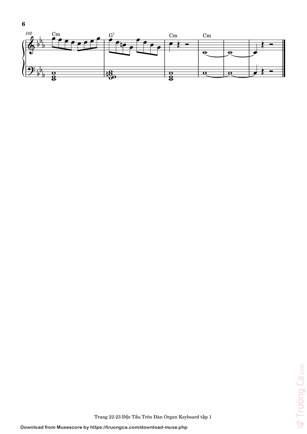 Page 6 of the piano sheet music PDF – Điệp Khúc Mùa Xuân Sheet Piano (Cm) by Quốc Dũng