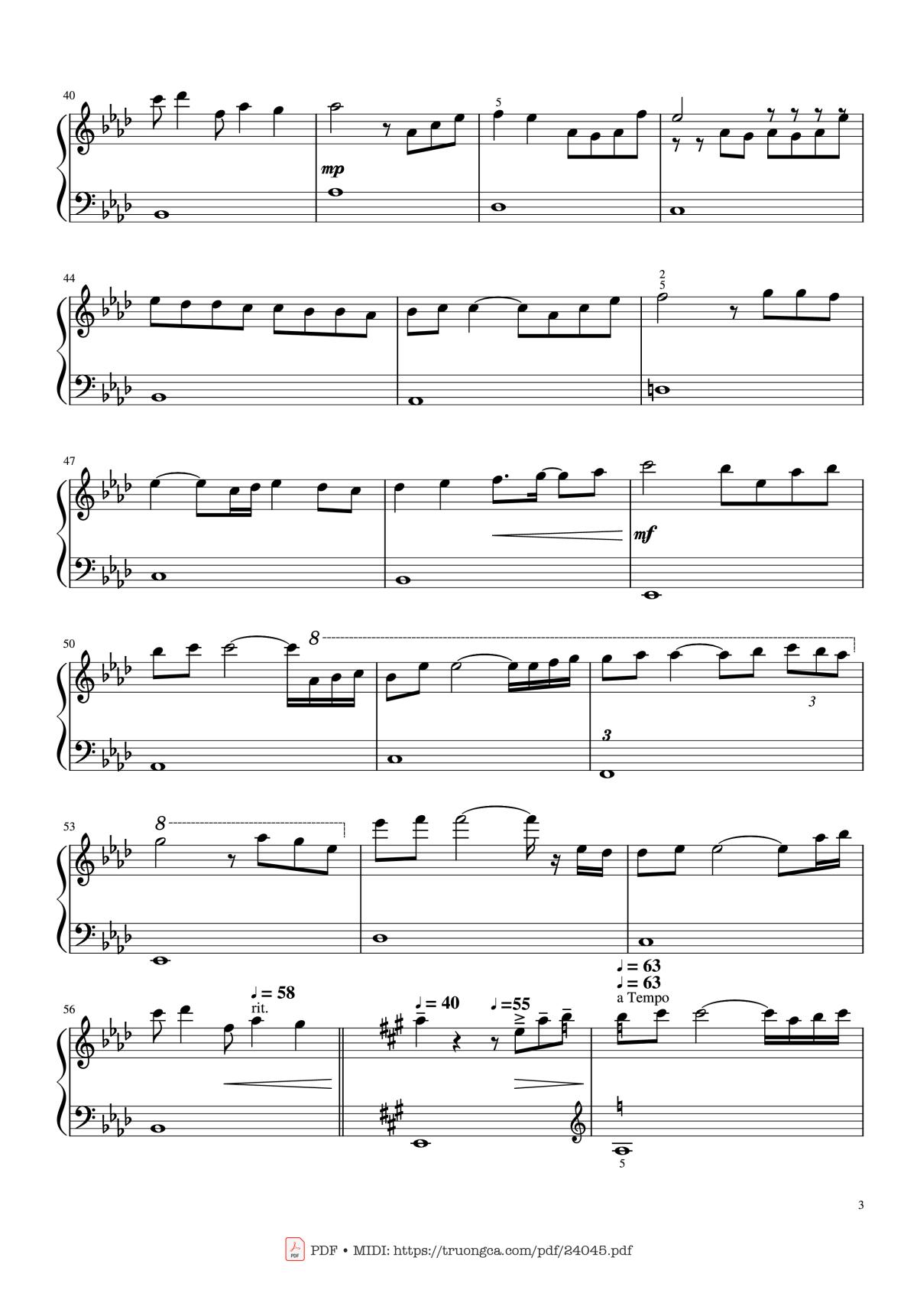 Page 3 of the piano sheet music PDF – Kiss The Rain Piano Simple by Yiruma