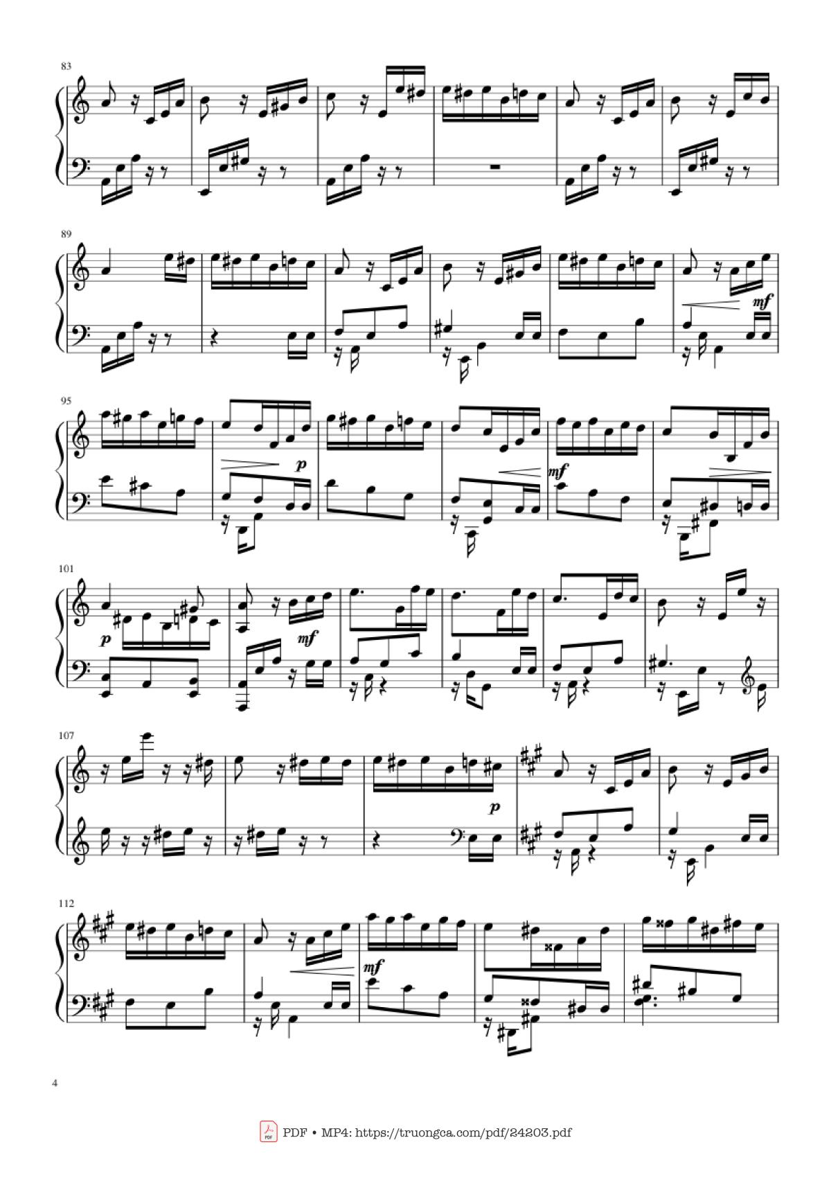 Page 4 of the piano sheet music PDF Piano – Happy Birthday Variations Sheet Piano by Piano Ninja