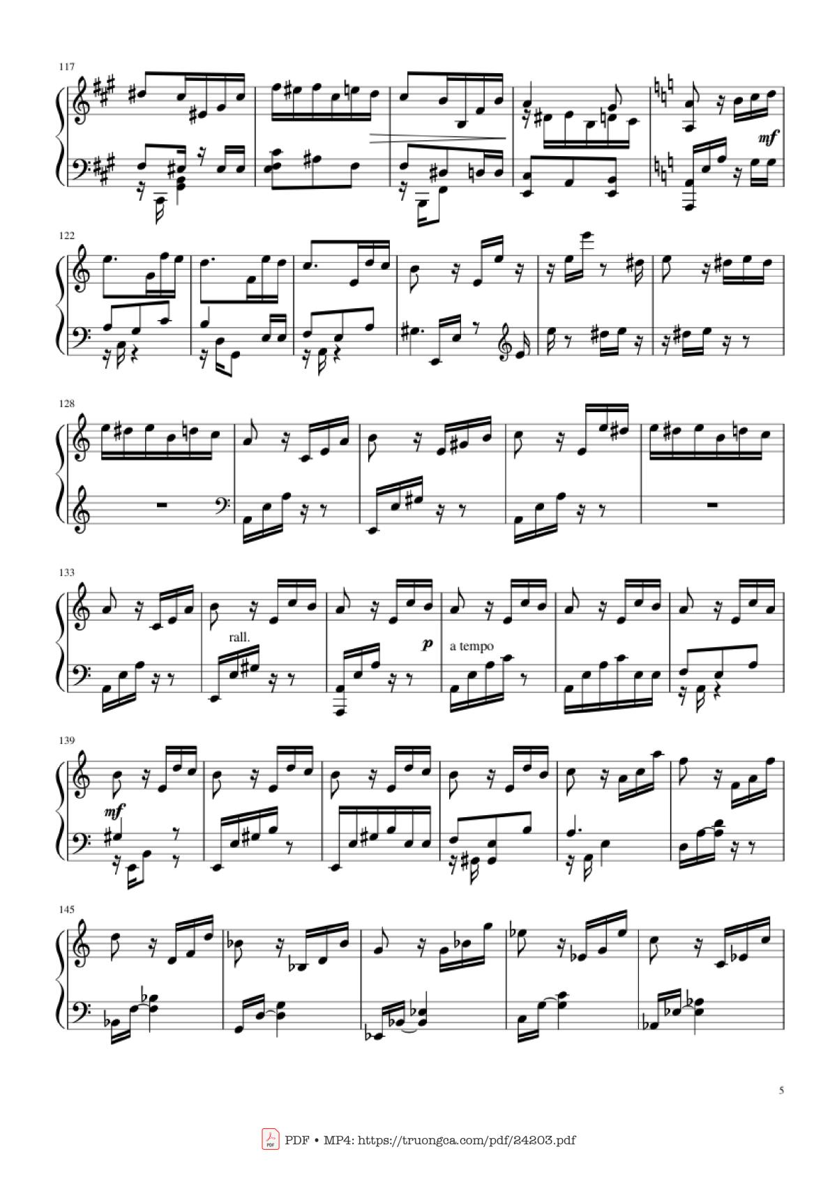 Page 5 of the piano sheet music PDF Piano – Happy Birthday Variations Sheet Piano by Piano Ninja