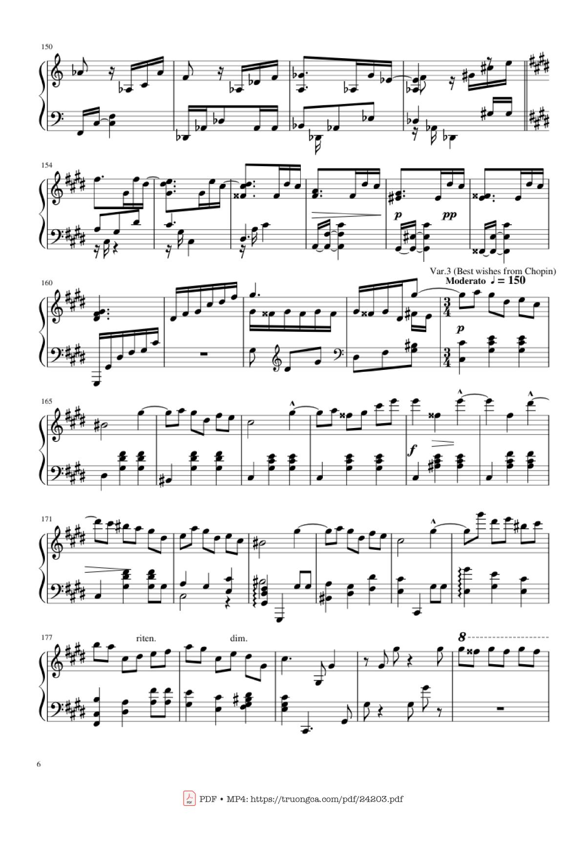 Page 6 of the piano sheet music PDF Piano – Happy Birthday Variations Sheet Piano by Piano Ninja