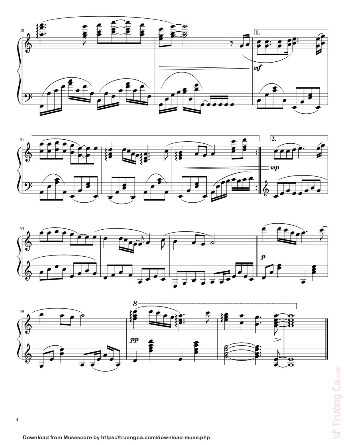 Page 4 of the piano sheet music PDF – Người Tình Mùa Đông Sheet Piano by Minhjirachi
