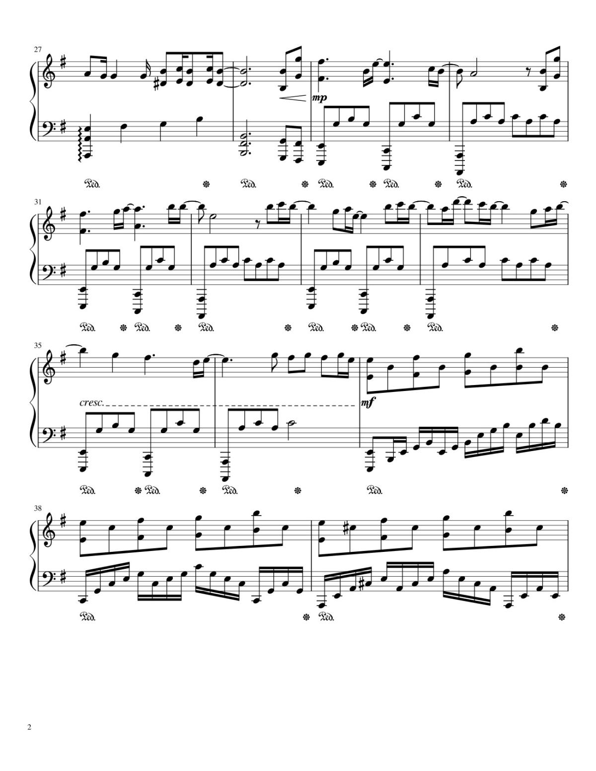 Page 2 of the piano sheet music PDF – No Time To Die Sheet Piano by Nobii_Piano
