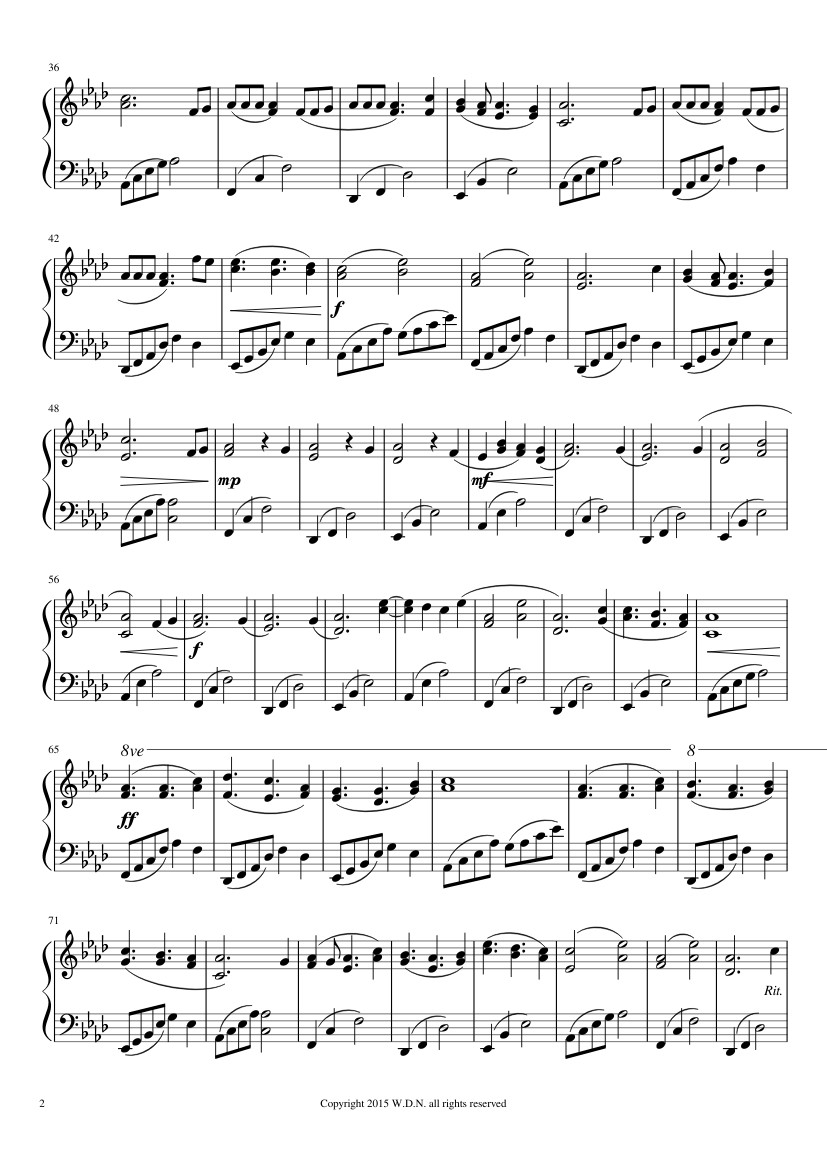 Page 2 of the piano sheet music PDF – Endless Tears Sheet Piano by Danning.wong