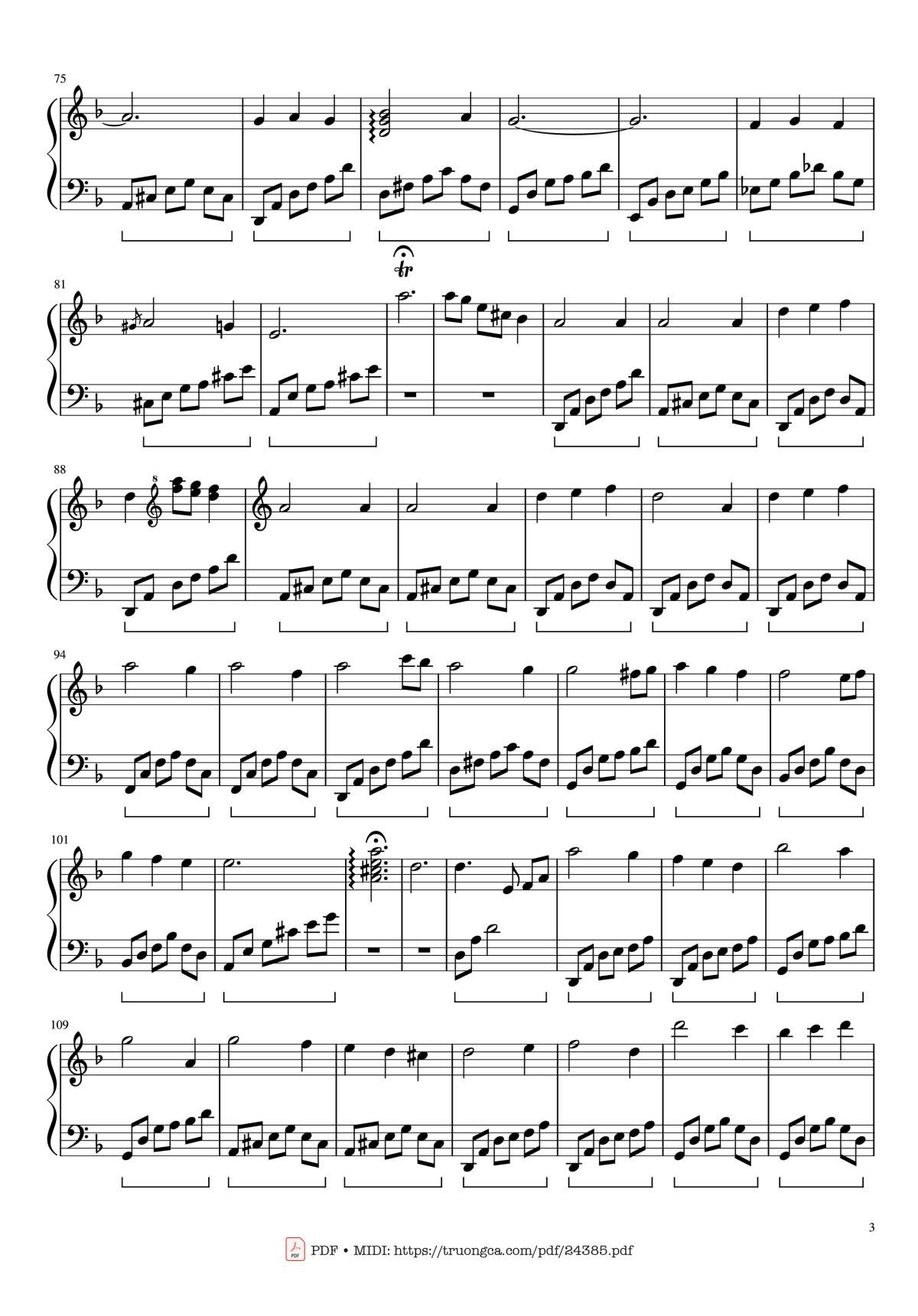 Page 3 of the piano sheet music PDF – Mùa Xuân Đầu Tiên Sheet Piano by Văn Cao