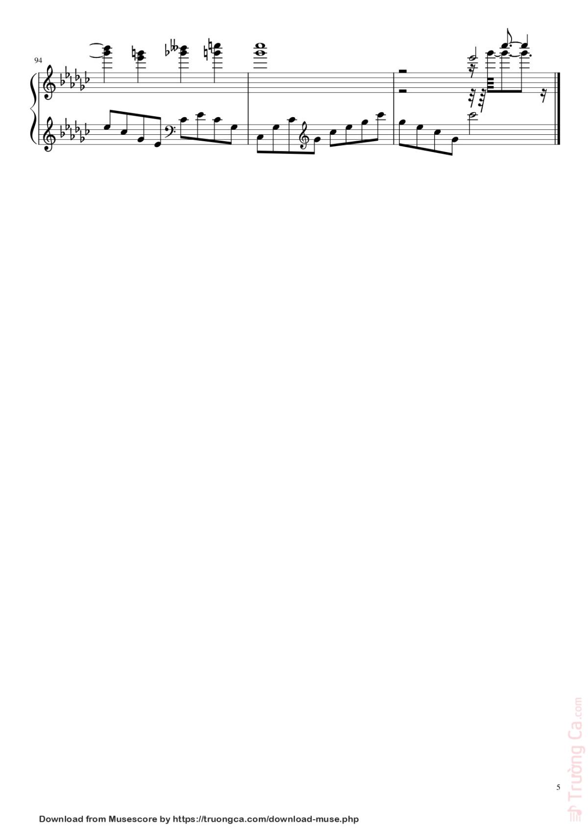 Page 5 of the piano sheet music PDF Piano – Tay trái chỉ trăng Sheet Piano by Maihao