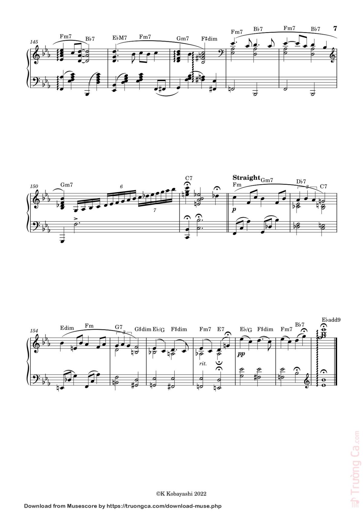 Page 7 of the piano sheet music PDF – Tea For Two Sheet Piano by K Kobayashi