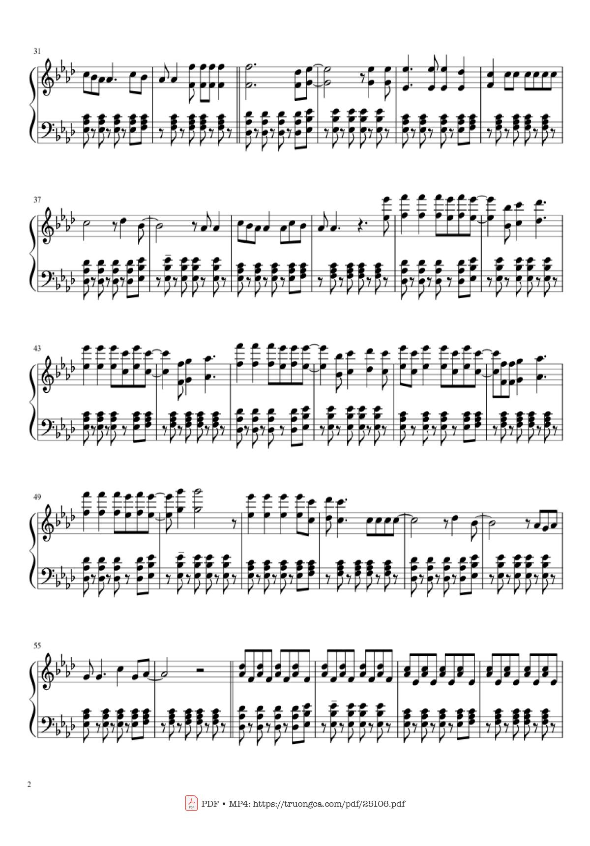 Page 2 of the piano sheet music PDF – Viva La vida Sheet Piano by Coldplay