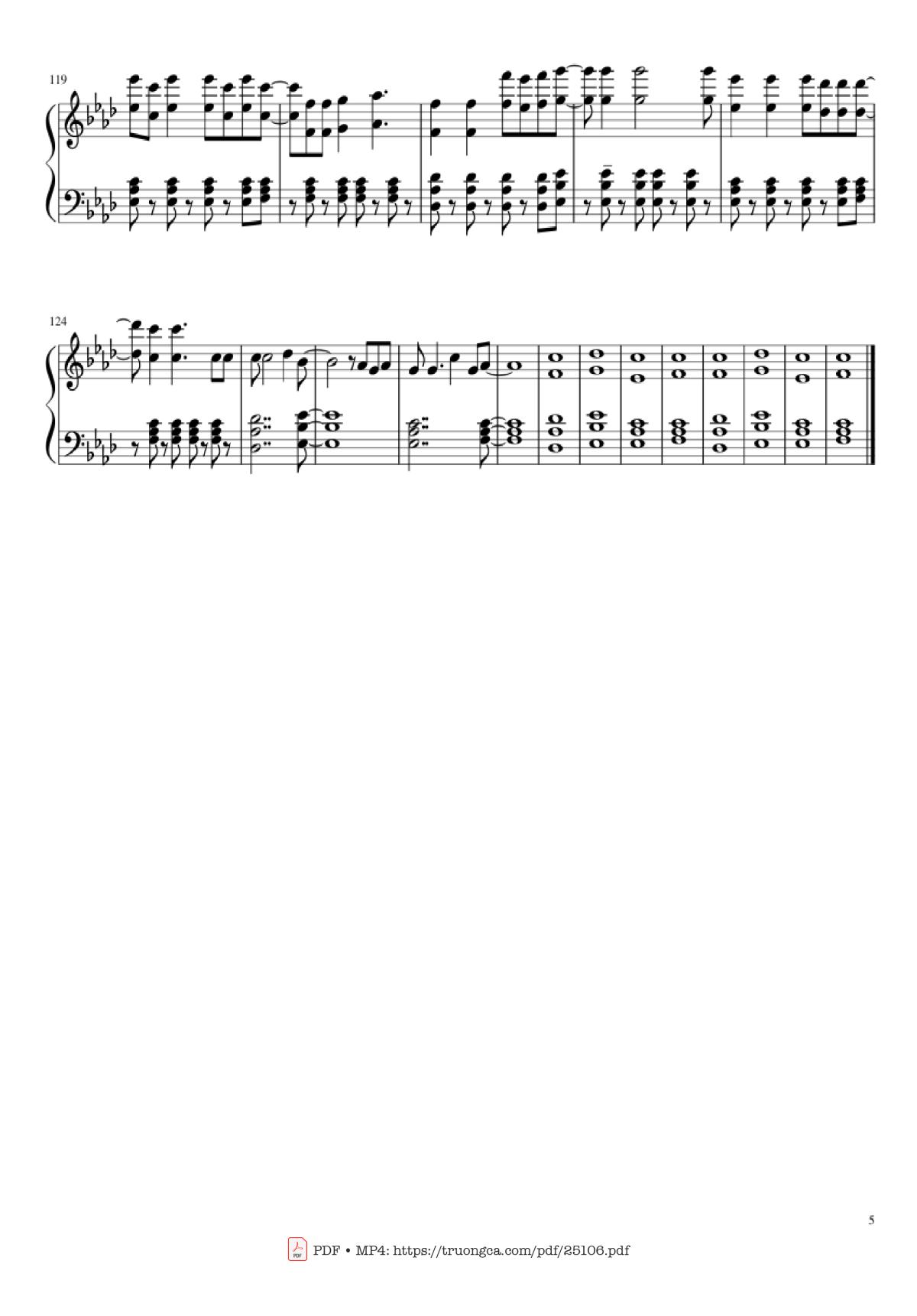 Page 5 of the piano sheet music PDF – Viva La vida Sheet Piano by Coldplay