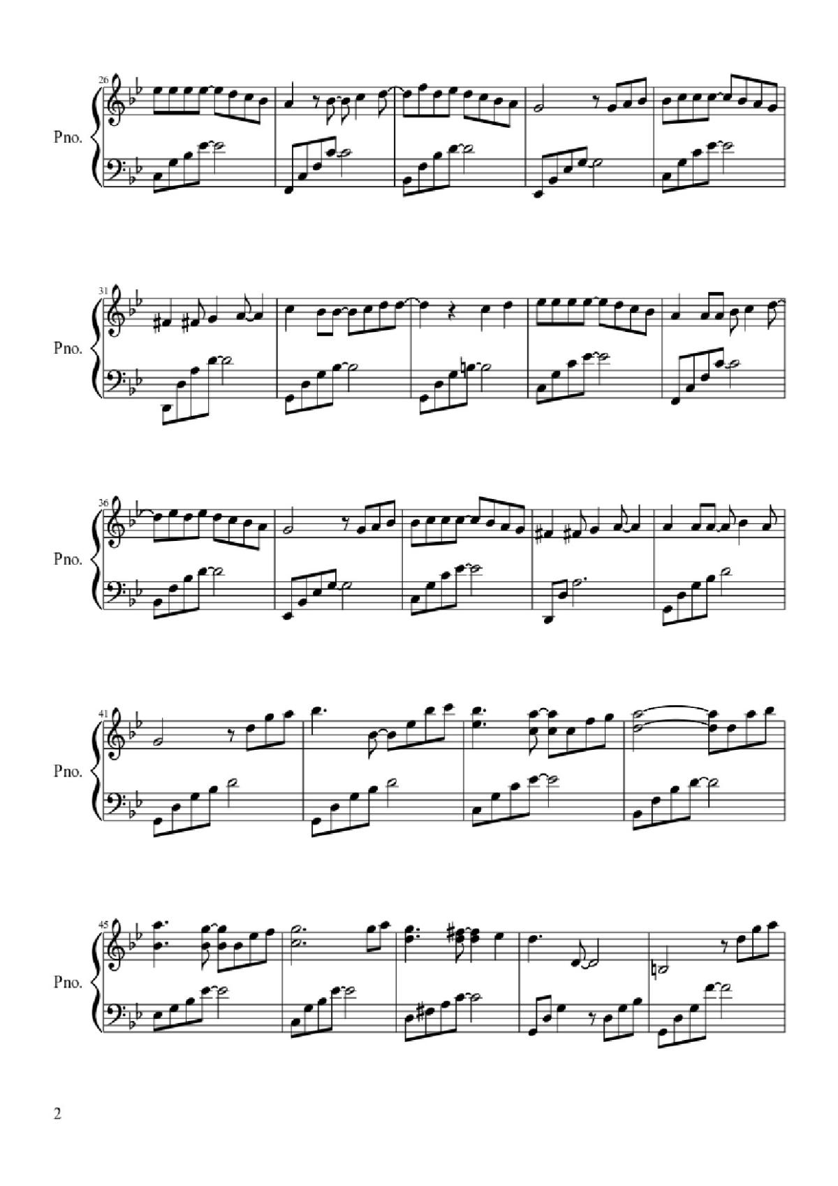 Page 2 of the piano sheet music PDF – Winter Sonata by Huong Dao