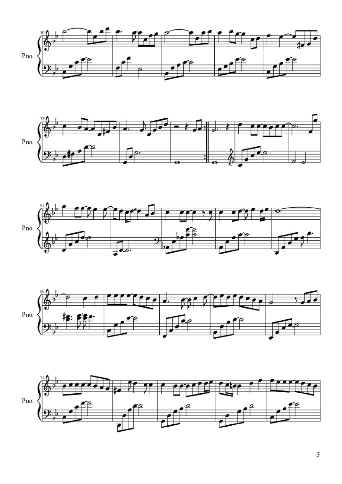 Page 3 of the piano sheet music PDF – Winter Sonata by Huong Dao