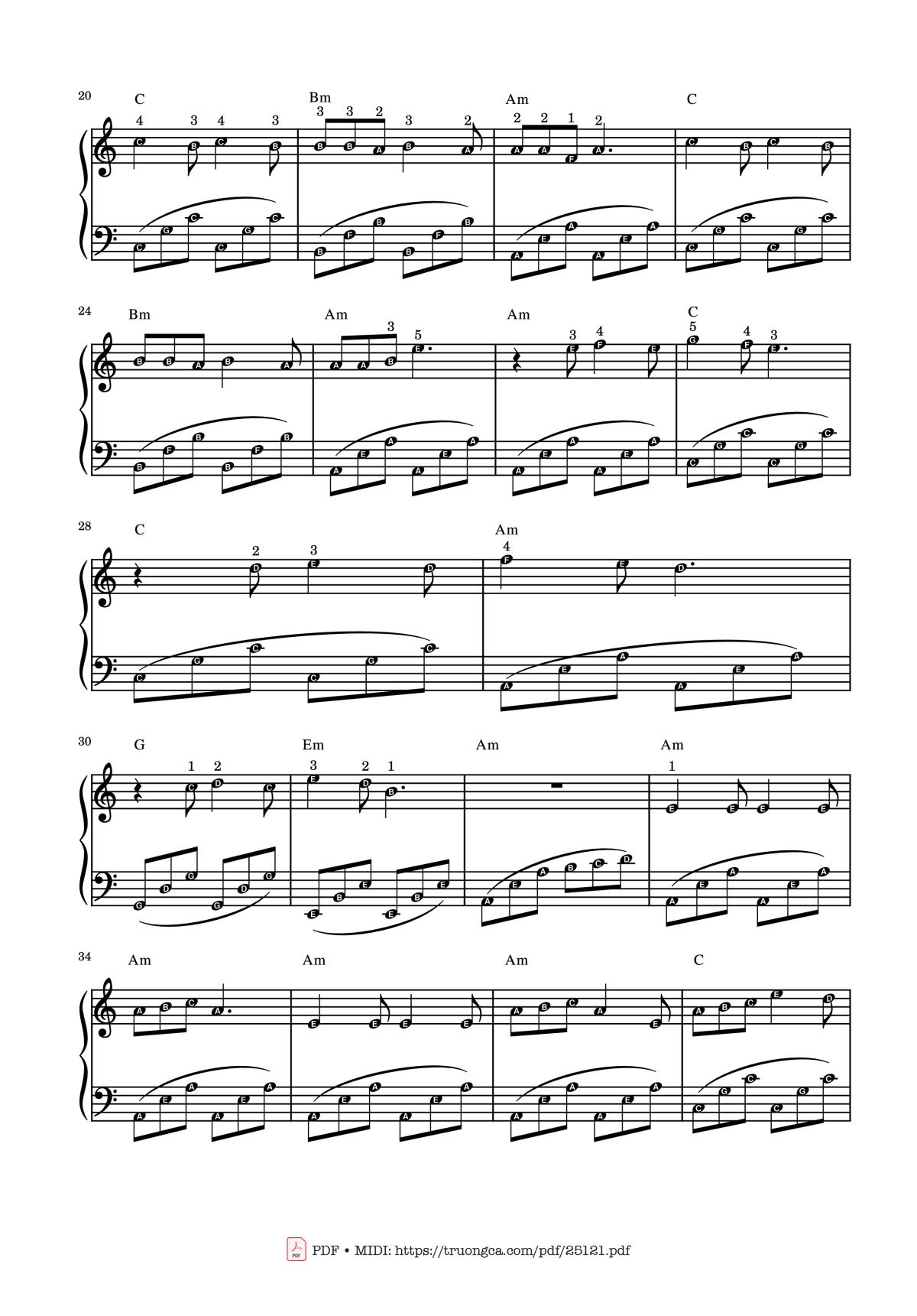 Page 2 of the piano sheet music PDF – Mùa xuân đầu tiên Piano easy by NS Văn Cao