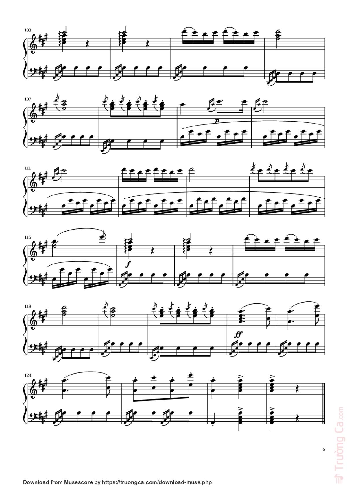 Page 5 of the piano sheet music PDF Piano – Sonata No. 11 by Wolfgang Amadeus Mozart (1756–1791
