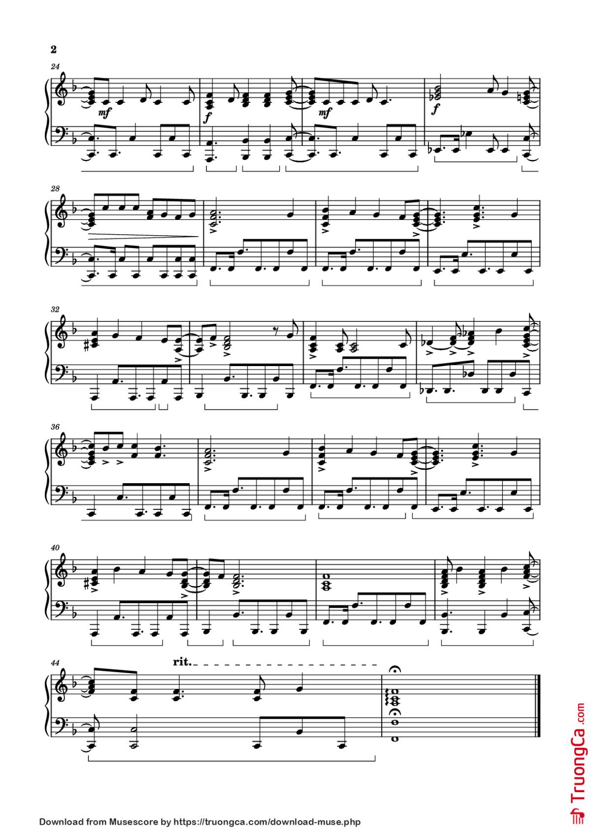 Page 2 of the piano sheet music PDF Piano – Blue Water Piano by Miho Morikawa