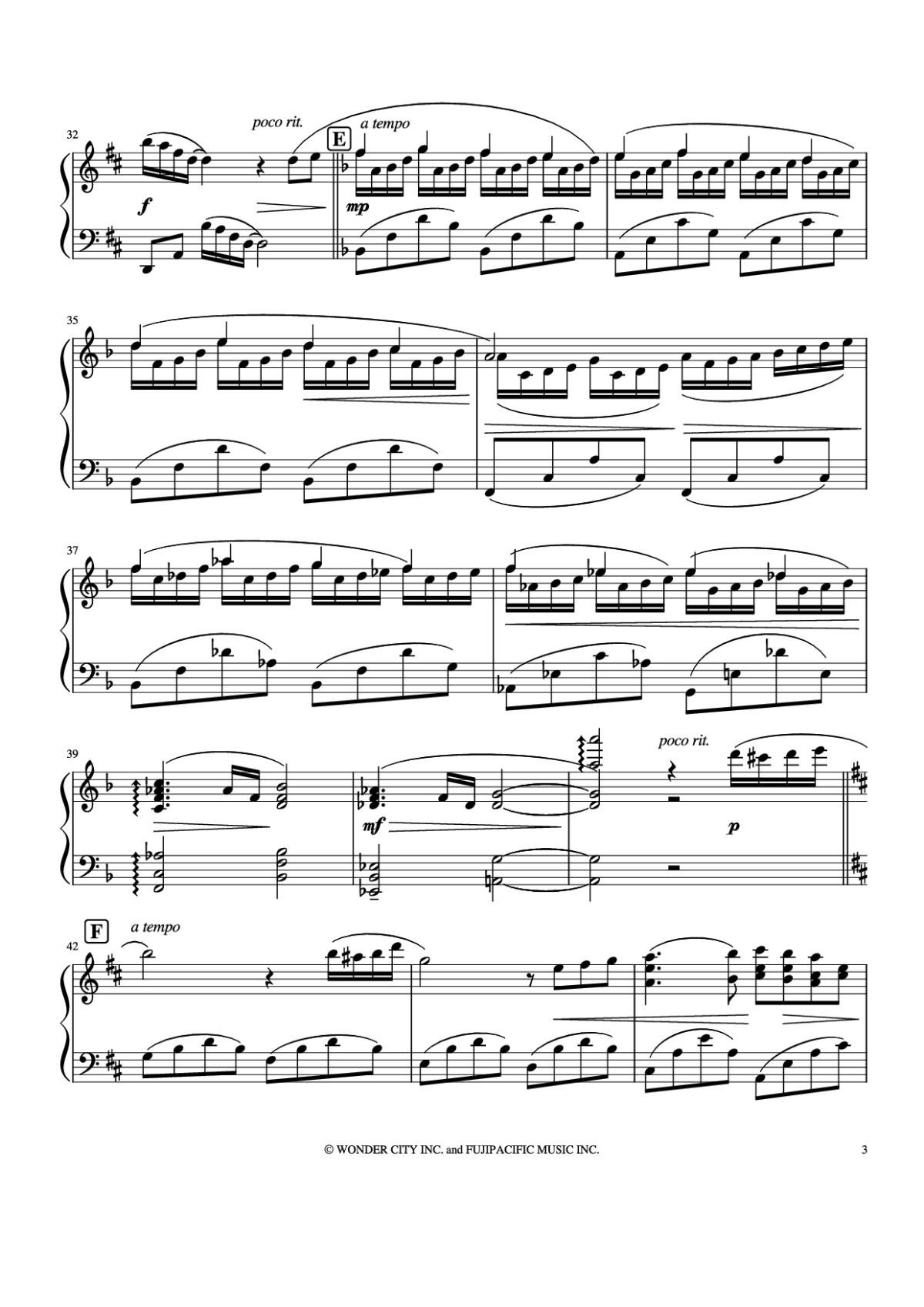 Page 3 of the piano sheet music PDF Piano – Spring Joe Hisaishi Piano by Joe Hisaishi