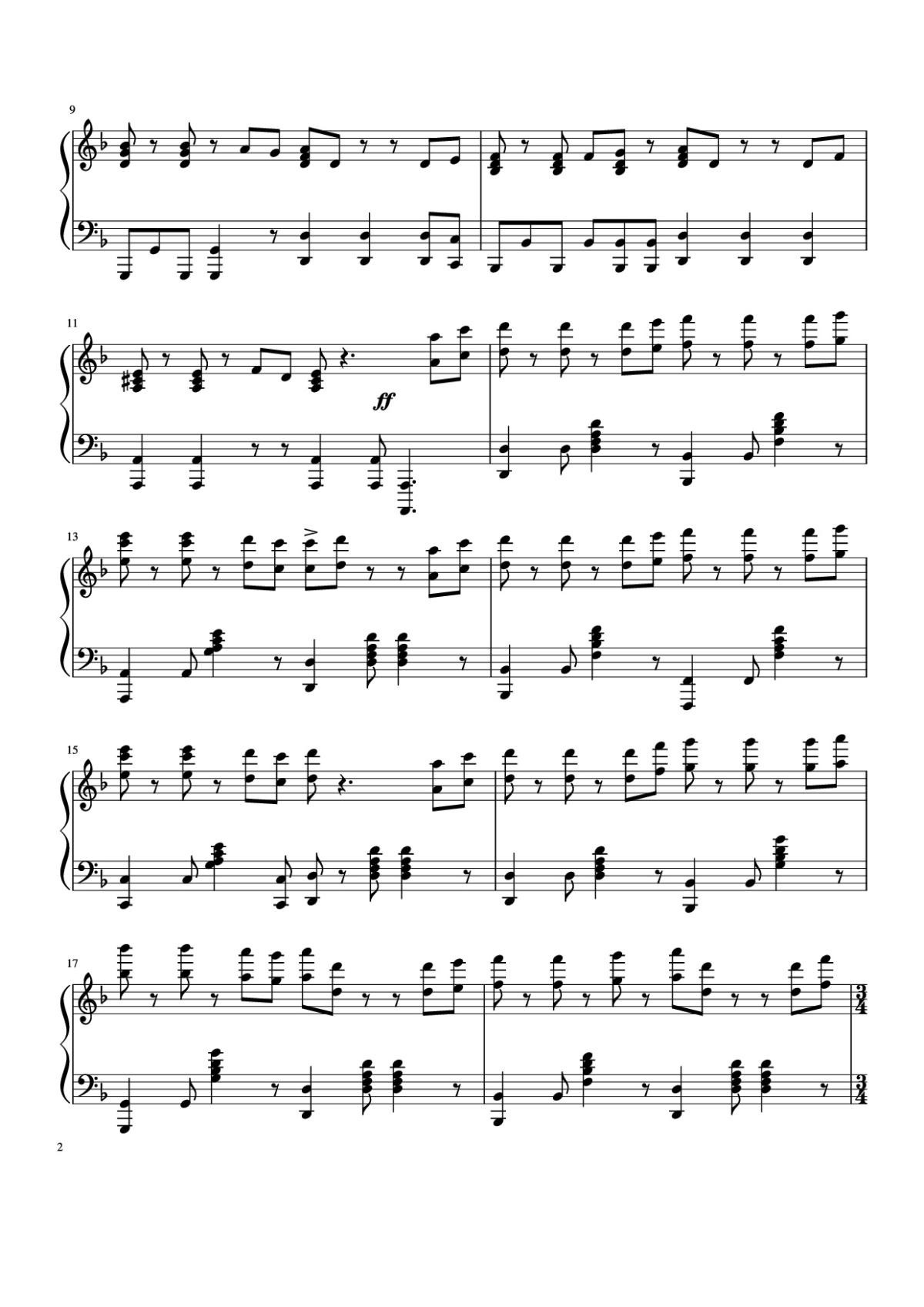 Page 2 of the piano sheet music PDF Piano – Pirates of the Caribbean Piano by Hans Zimmer & Klaus Badelt