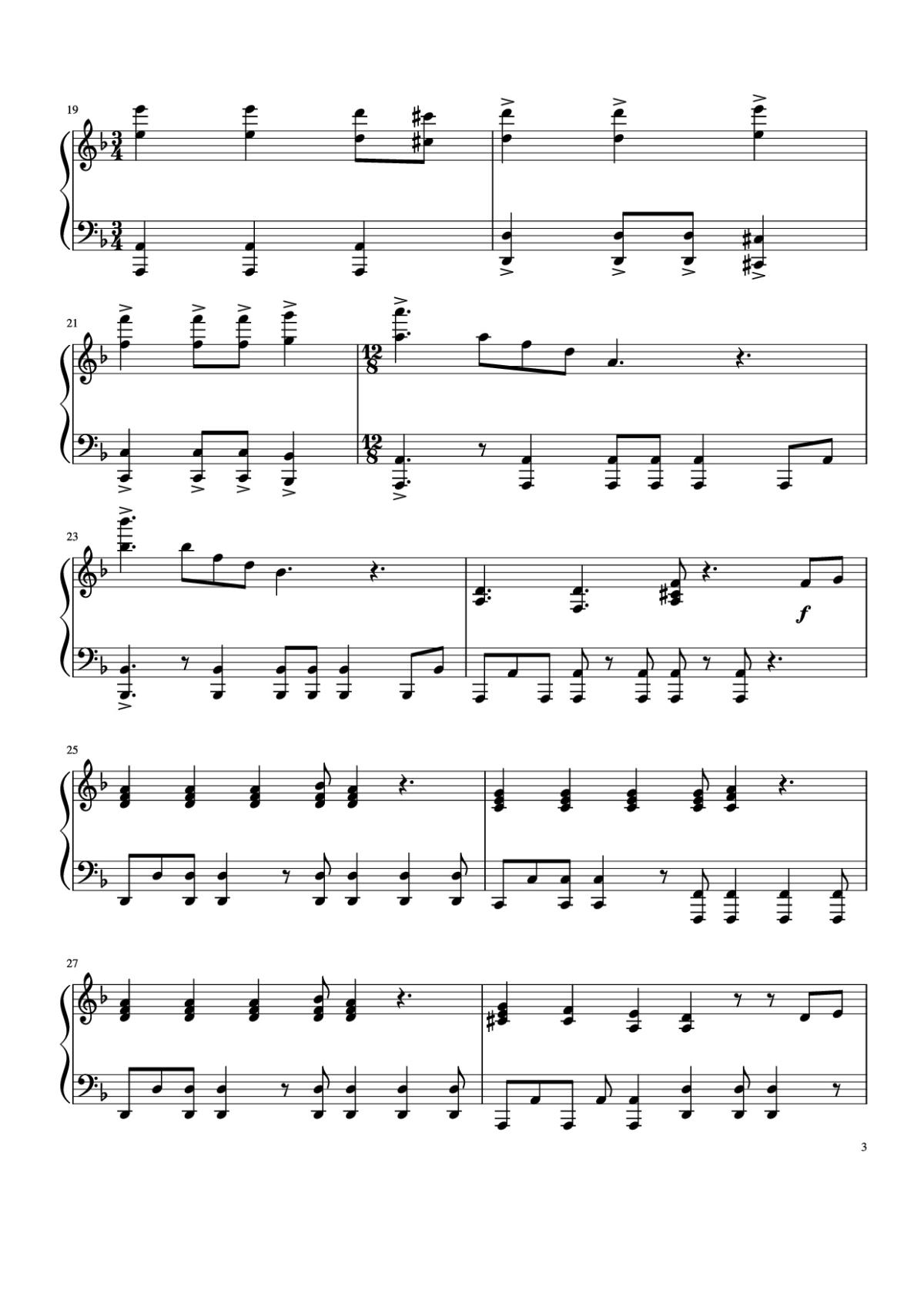 Page 3 of the piano sheet music PDF Piano – Pirates of the Caribbean Piano by Hans Zimmer & Klaus Badelt