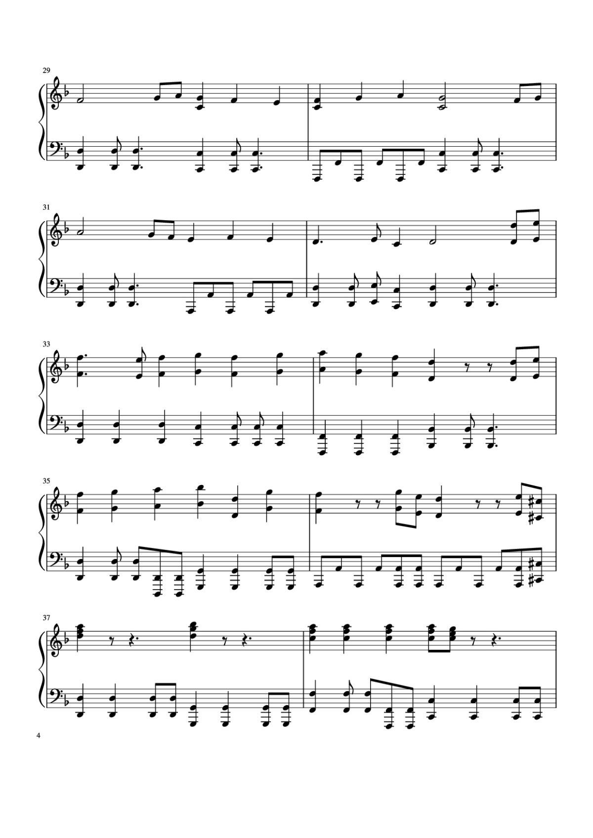 Page 4 of the piano sheet music PDF Piano – Pirates of the Caribbean Piano by Hans Zimmer & Klaus Badelt
