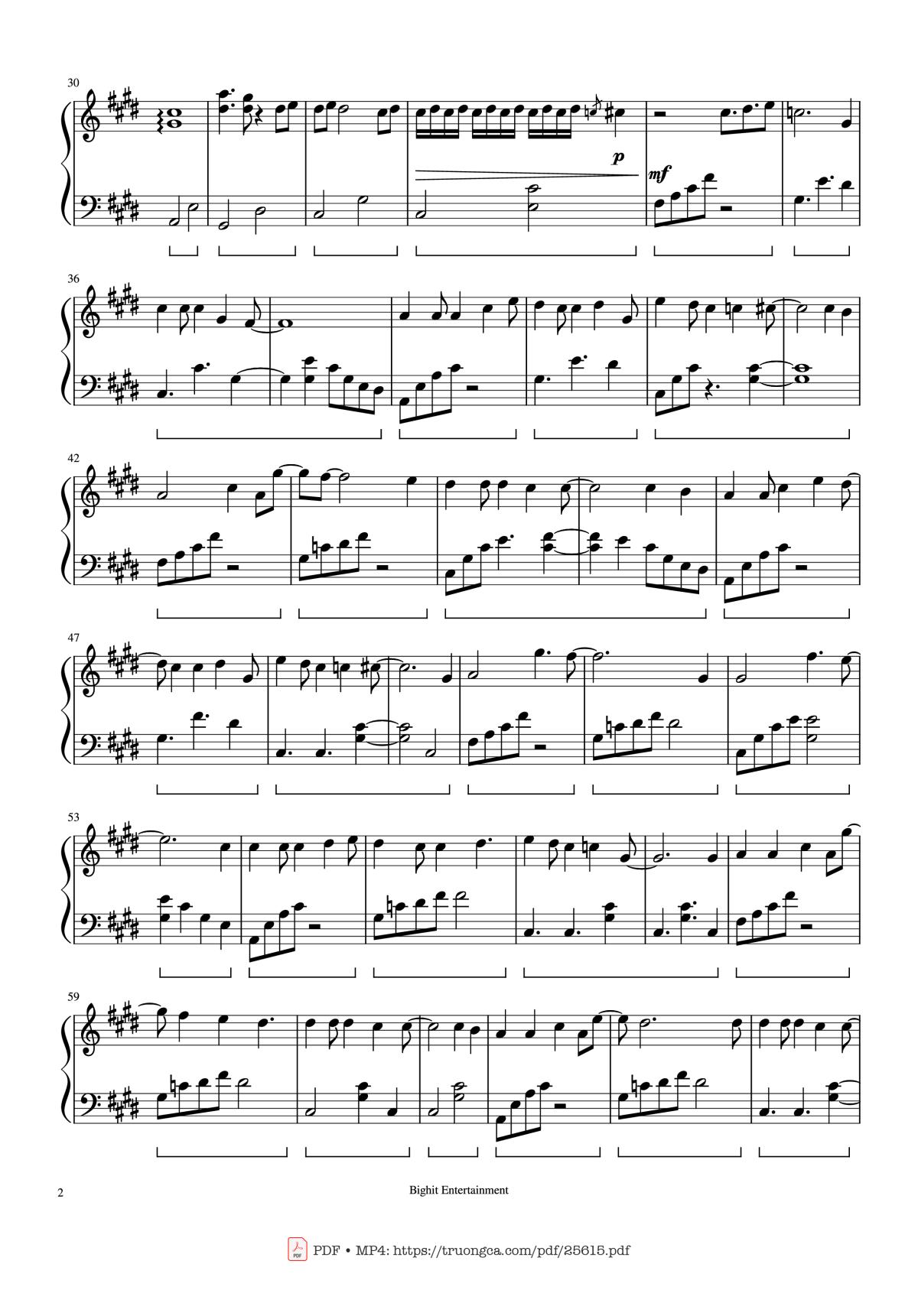 Page 2 of the piano sheet music PDF Piano – Still With You Piano by Arranged by Myee89